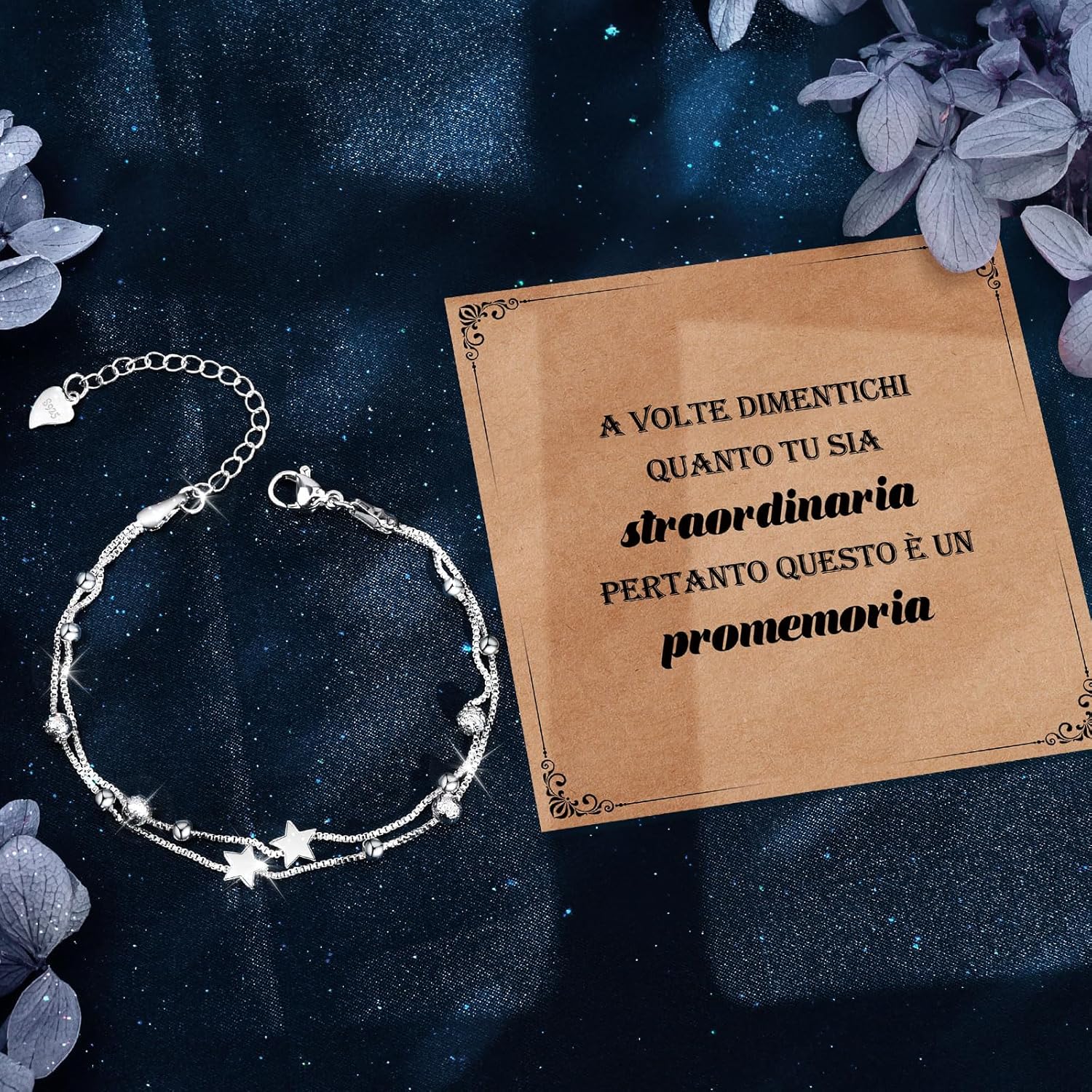 Detalle de CheersLife Bracelet 925 argent étoiles perles