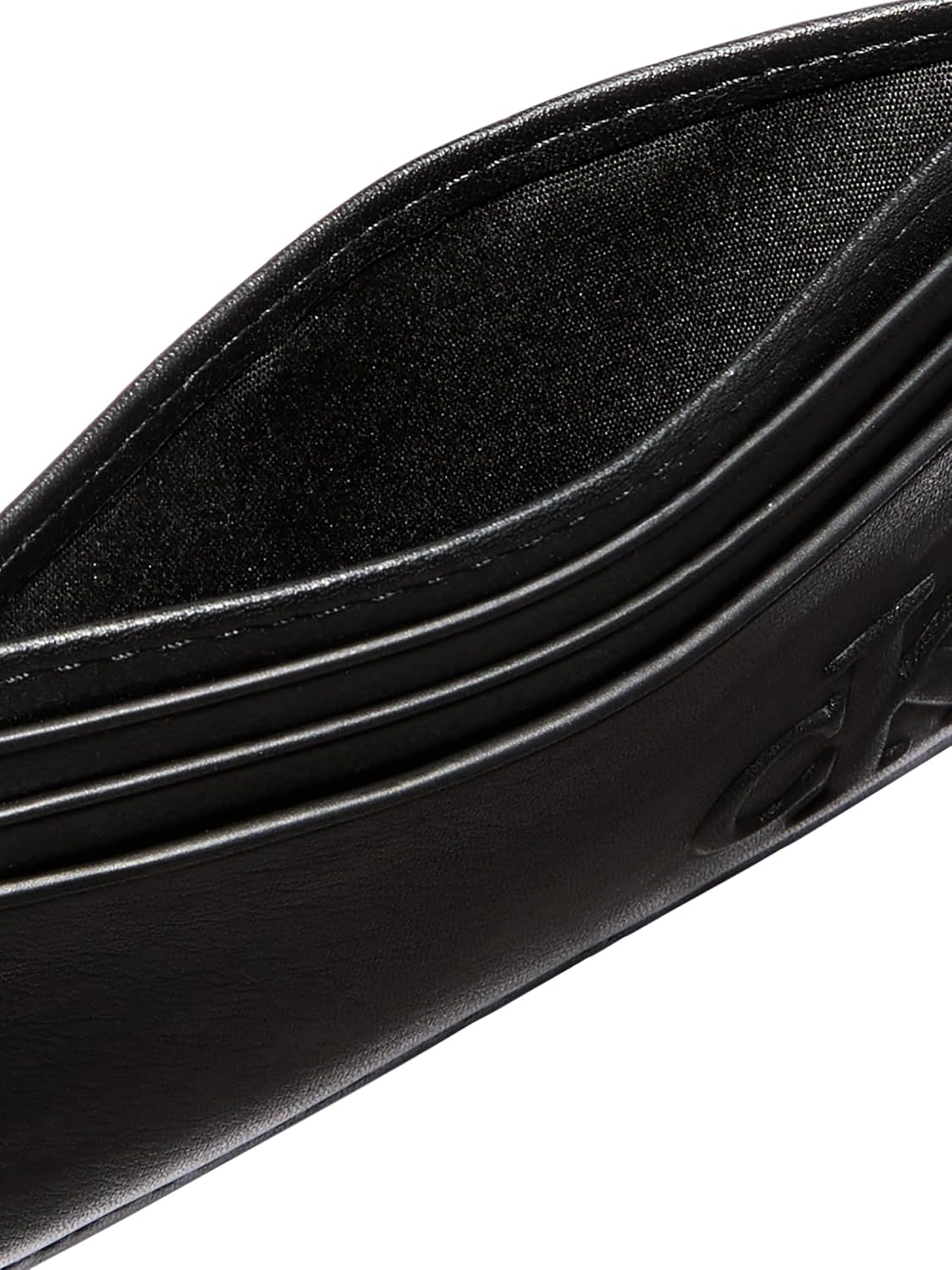 Detalle de Calvin Klein Herren Kartenetui Bold aus Leder, Schwarz – 6 Kartenfächer & Münzfach