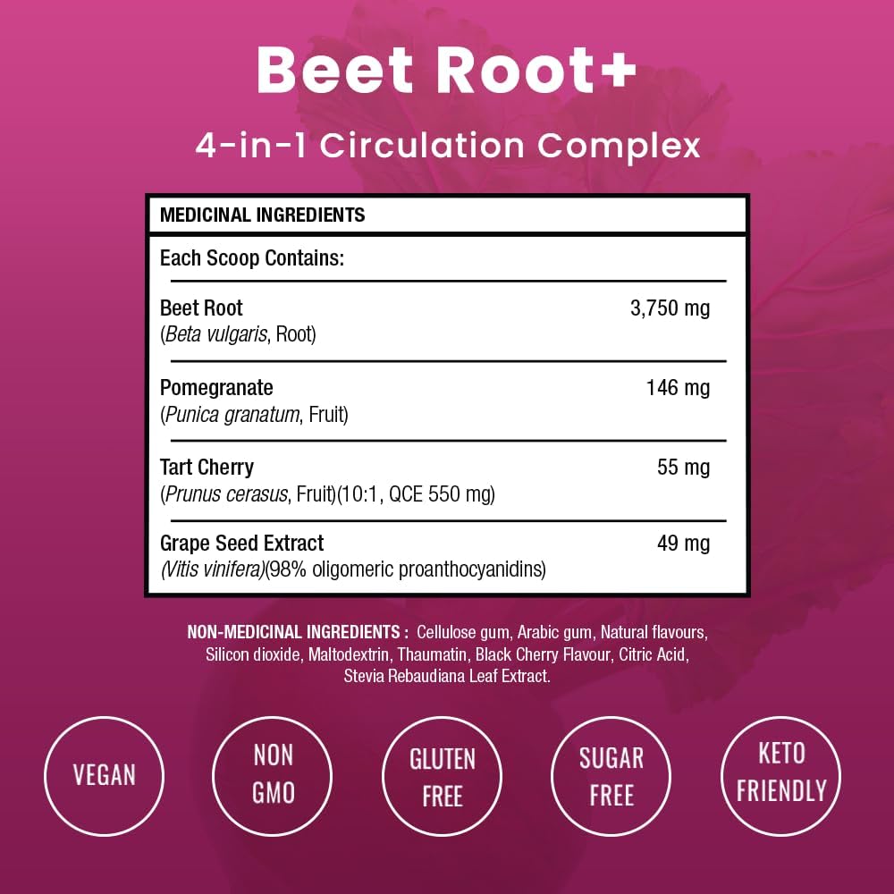 Detalle 2 de NutraChamps 999107 Beet Root Powder, Cherry-Flavoured Sugar-Free Super Reds