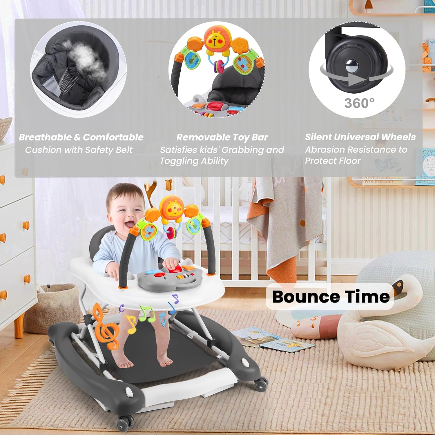 Thumbnail 3 de Baby Walker 5-in-1: Adjustable, Foldable Activity Walker for 6–18 Months