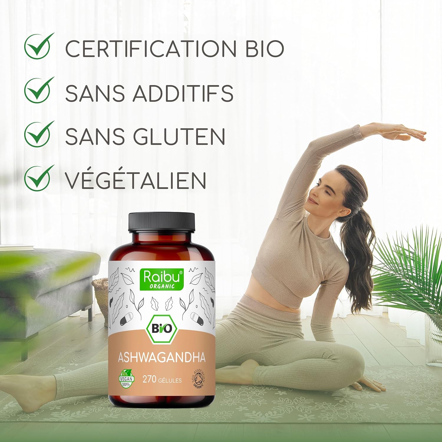 Thumbnail 1 de Ashwagandha BIO Raibu – 270 gélules (extra fort, 2400 mg/jour)
