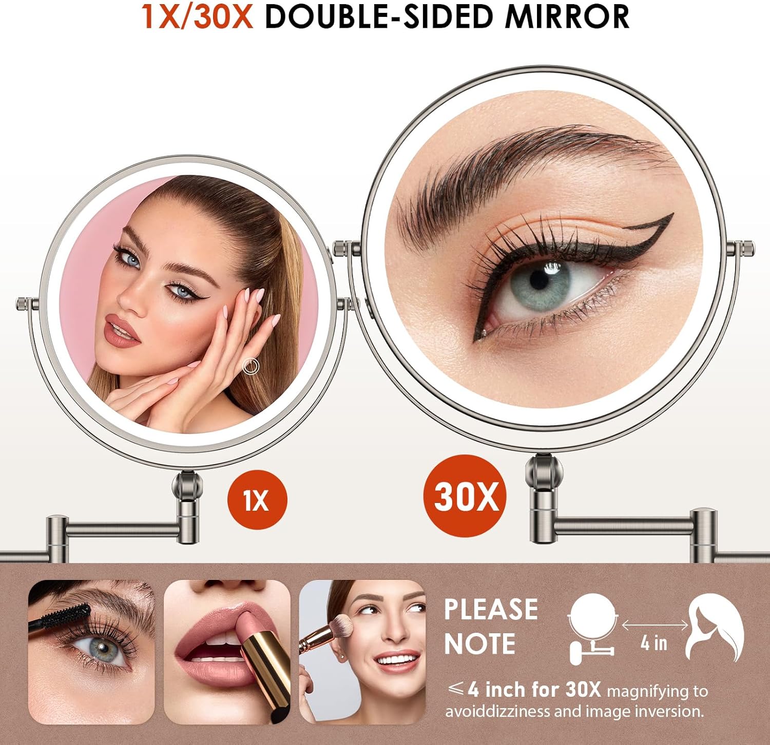 Detalle 2 de ZLOKLA 9 Inch lighted makeup mirror 360