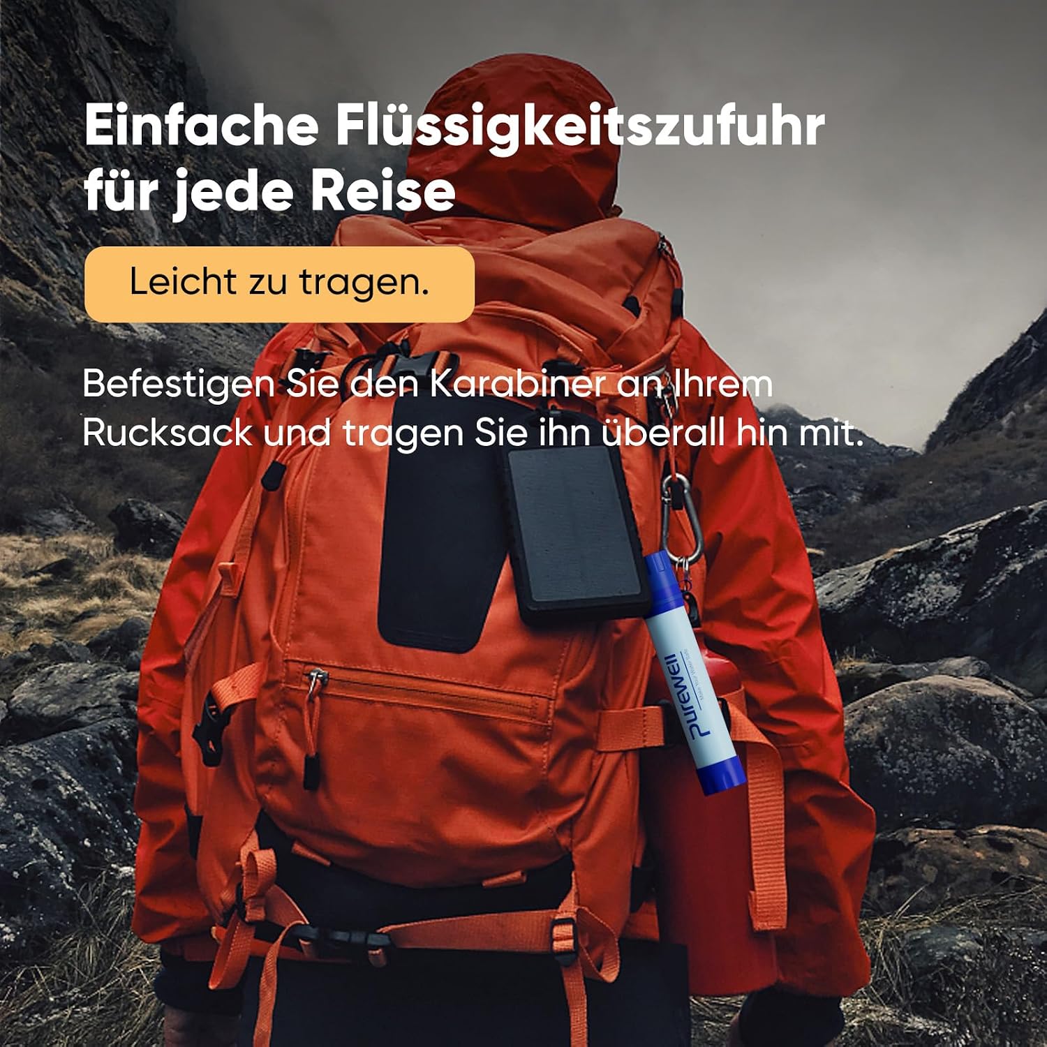 Detalle de Purewell Outdoor-Wasserfilter mit 0,01 μm Ultrafeinfilter – für unterwegs & Notfall, 1500 Liter