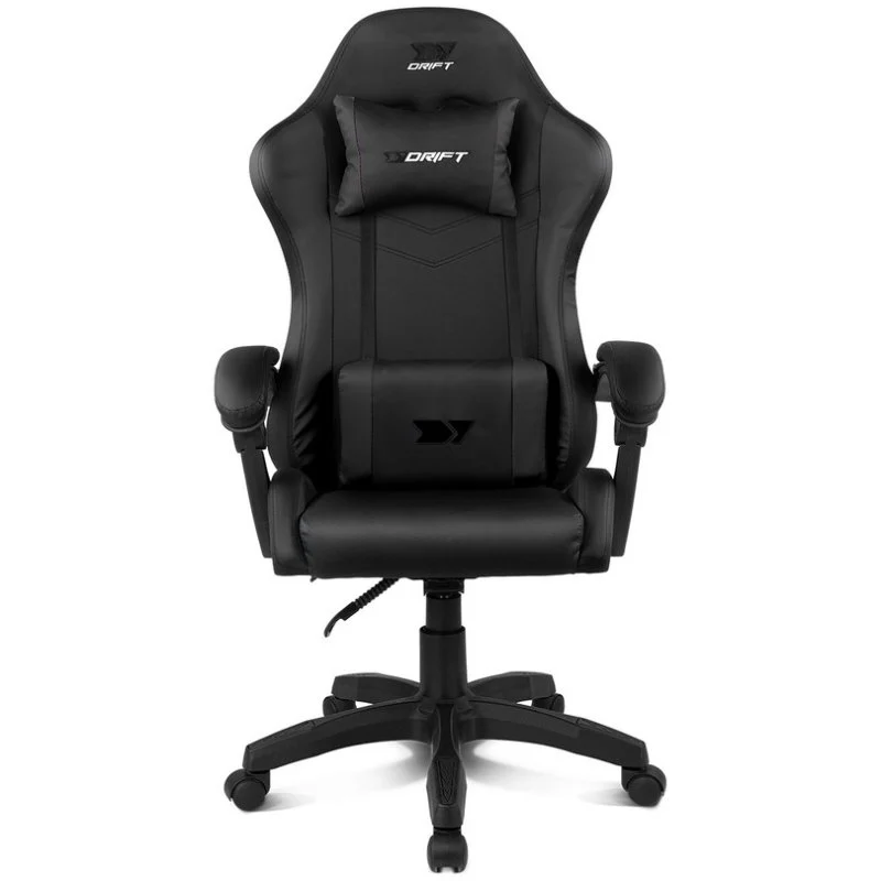 Silla Drift DR35 Gaming Negra: ergonómica, respaldo reclinable y cojines lumbar y cervical