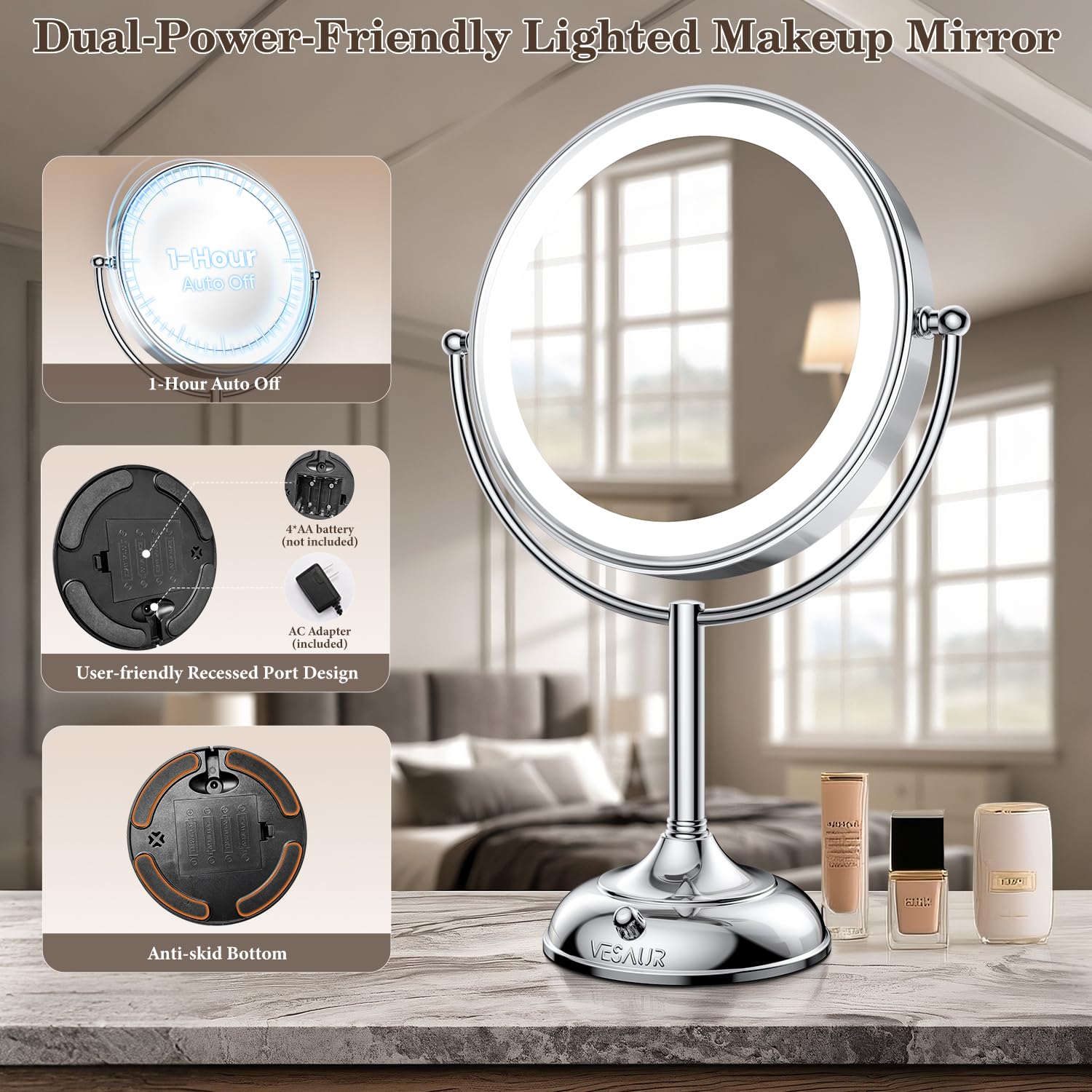 Thumbnail 6 de VESAUR Upgraded 11" Lighted Vanity Mirror 15X 💄