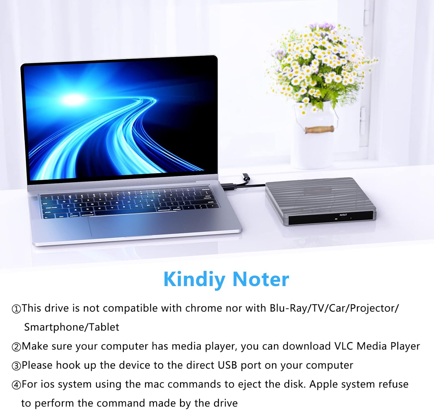 Thumbnail 6 de QDSYLQ Externes CD/DVD-Laufwerk USB 3.0 Type-C (tragbar) zum Brennen und Rippen