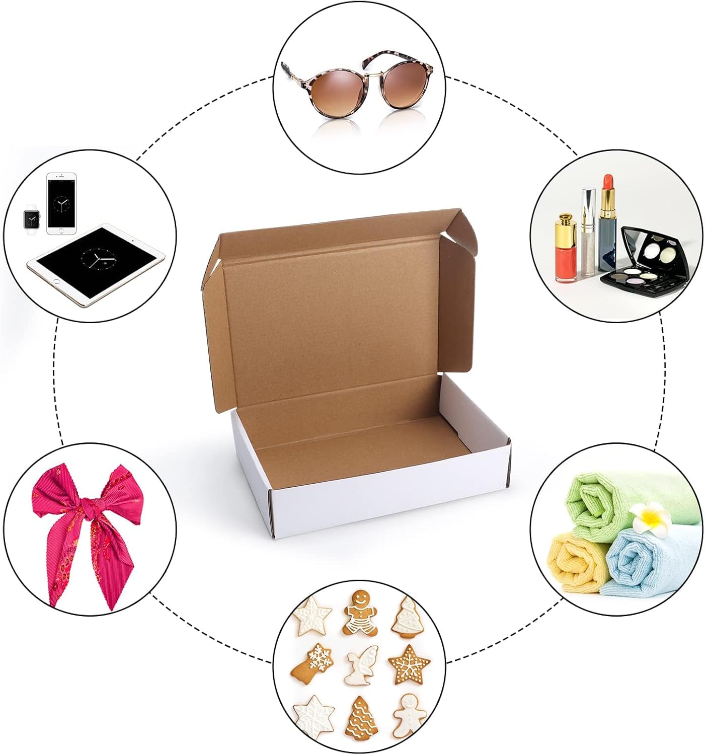 Thumbnail 4 de HORLIMER 25 Pack Shipping Boxes 9x6x2 inches White Corrugated Mail Boxes