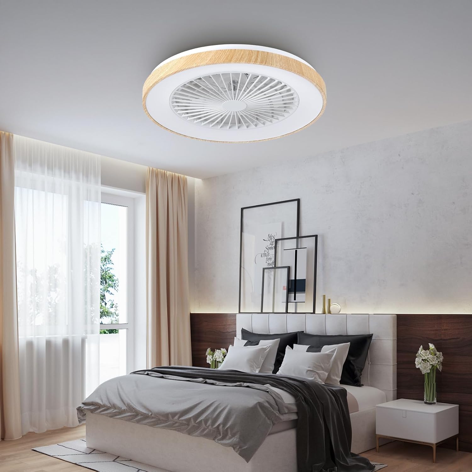Detalle 2 de Deckenventilator mit Beleuchtung (Ø48 cm) – leiser DC-Motor, RGB LED, Fernbedienung, 6-Gang