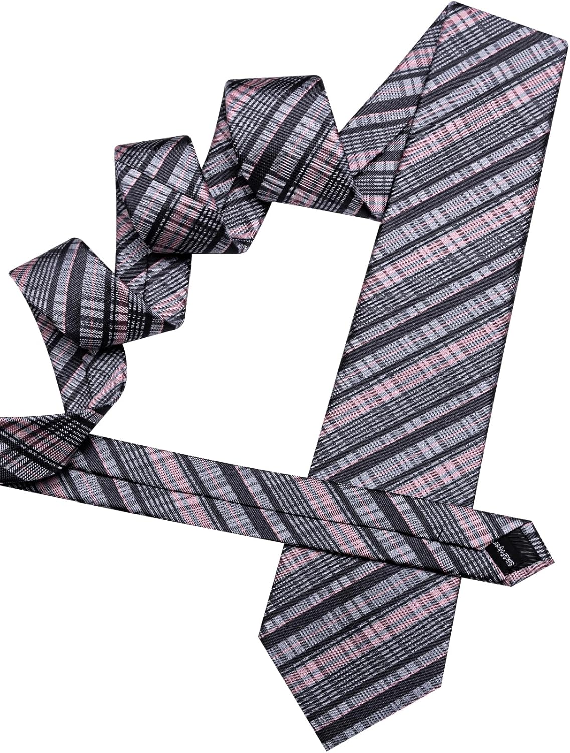 Thumbnail 4 de Barry.Wang 63" Extra Long Plaid Silk Necktie Set with Pocket Square, Cuff Links and Gift Box
