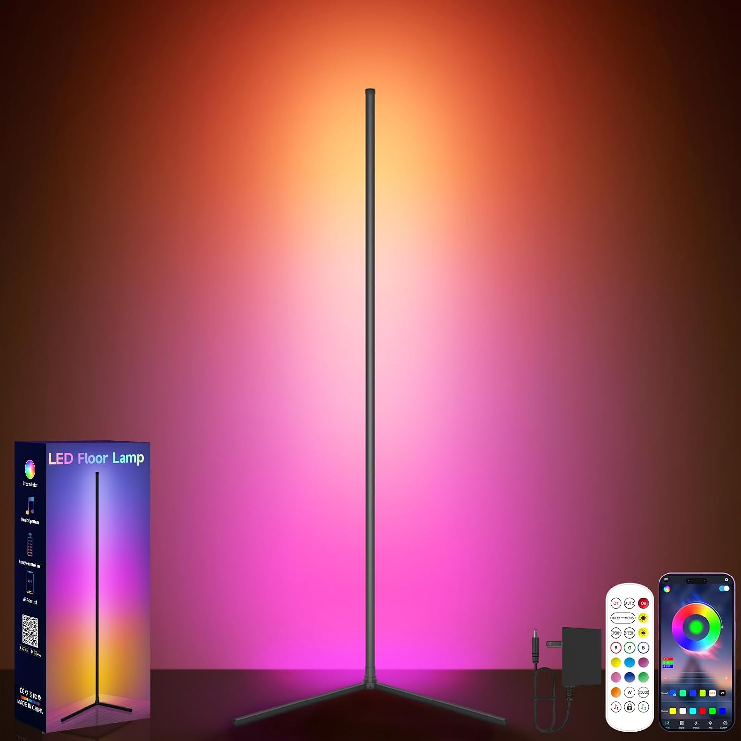Detalle de GIPOYENT Corner Floor Lamp 16 million colours