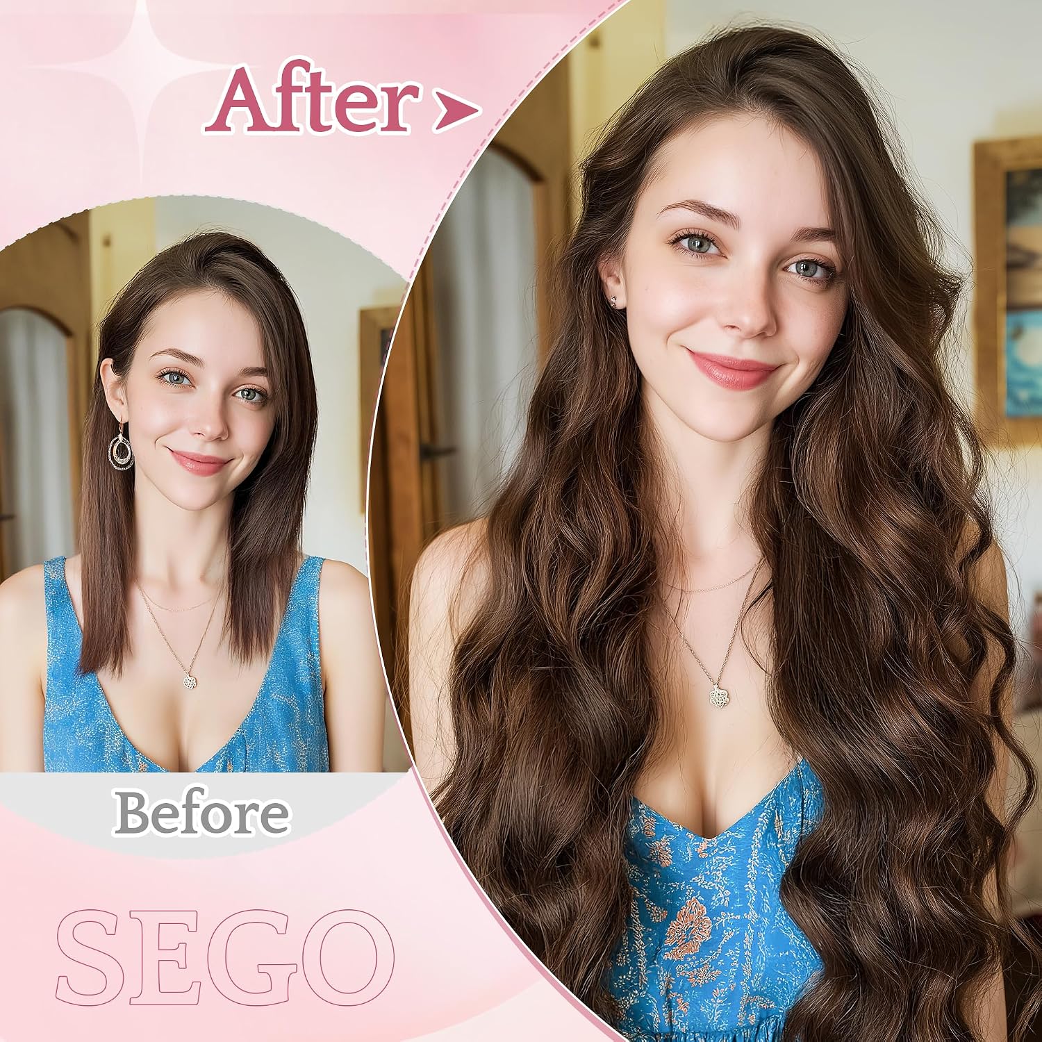 Thumbnail 3 de SEGO 55CM Extension à Clip Synthétique 150g – 6 Pièces pour Cheveux Bouclés, Noir Foncé