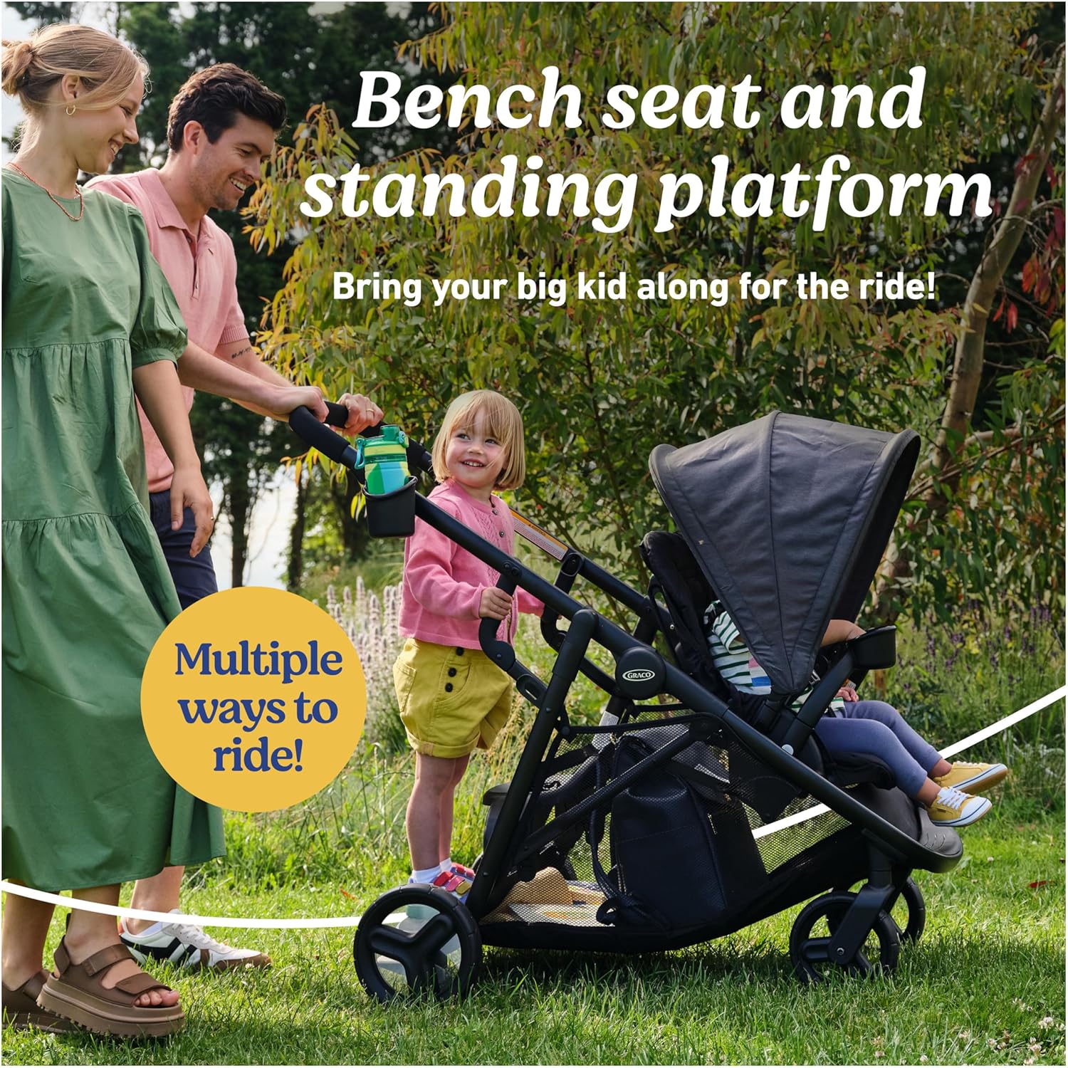 Detalle de Graco Ready2Grow LX 2.0 Double Stroller: Flexible Seating for Growing Families