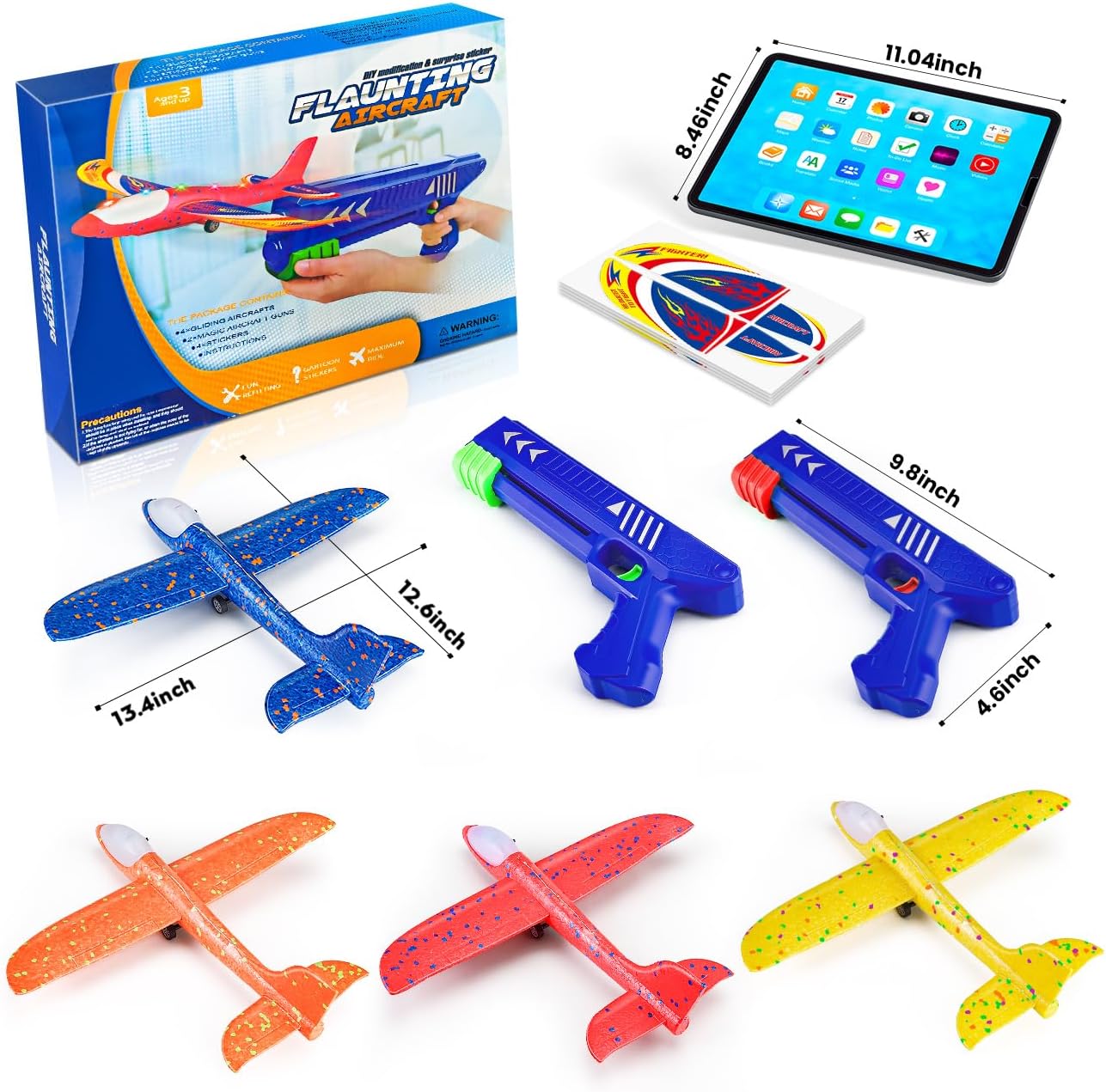 Thumbnail 6 de Winstico Flugzeug-Werfer Set: 4er Flugzeuge, 2 Katapult-Pistolen und LED-Nachtflug für Kinder ab 3 Jahren