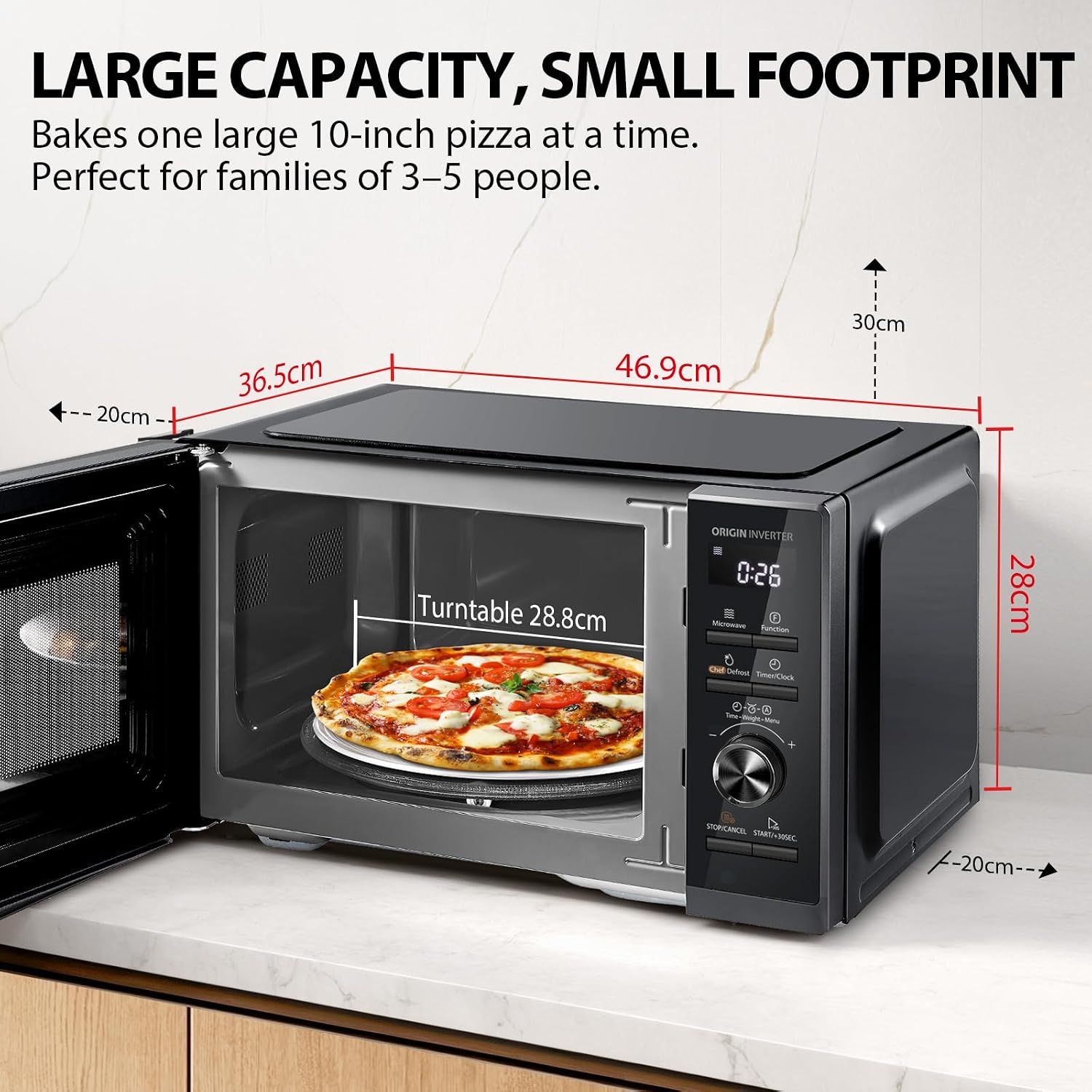 Detalle de Toshiba MW3-AG25PFI(BK) 25L 3-in-1 900W Digital Microwave Oven with Grill & Origin Inverter