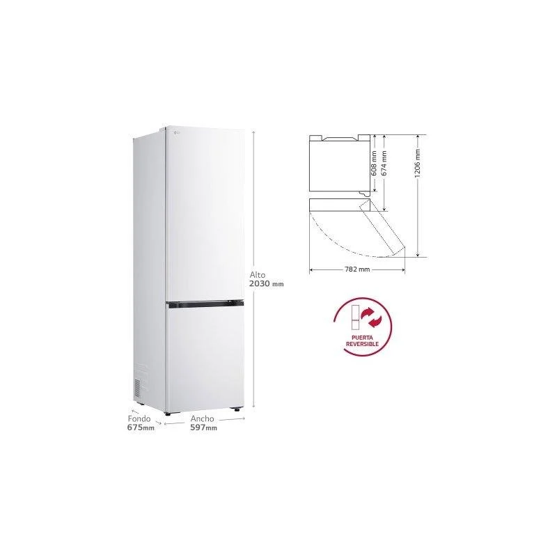 Detalle 2 de Frigorífico Combi LG GBBS322CSW Total No Frost 375 L Blanco con WiFi IA