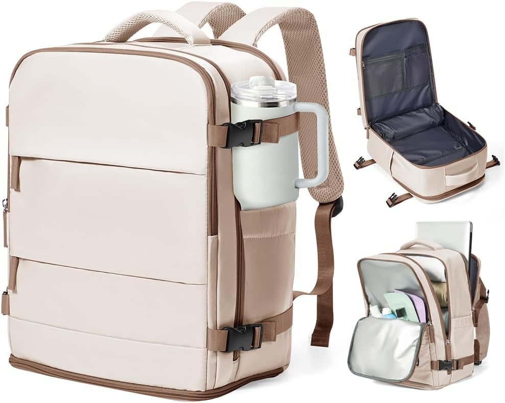 Detalle de SZSYCN Sac à Dos Voyage Cabine Avion 40×30×20 cm — Compatible Ryanair et EasyJet, avec Compartiment Portable 16
