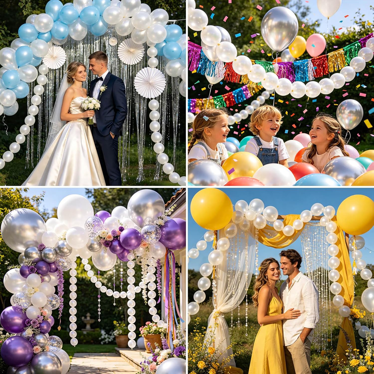 Thumbnail 5 de QIKOOLAA 100-Piece Pearl White 6-Inch Linking Balloons for Party Decor