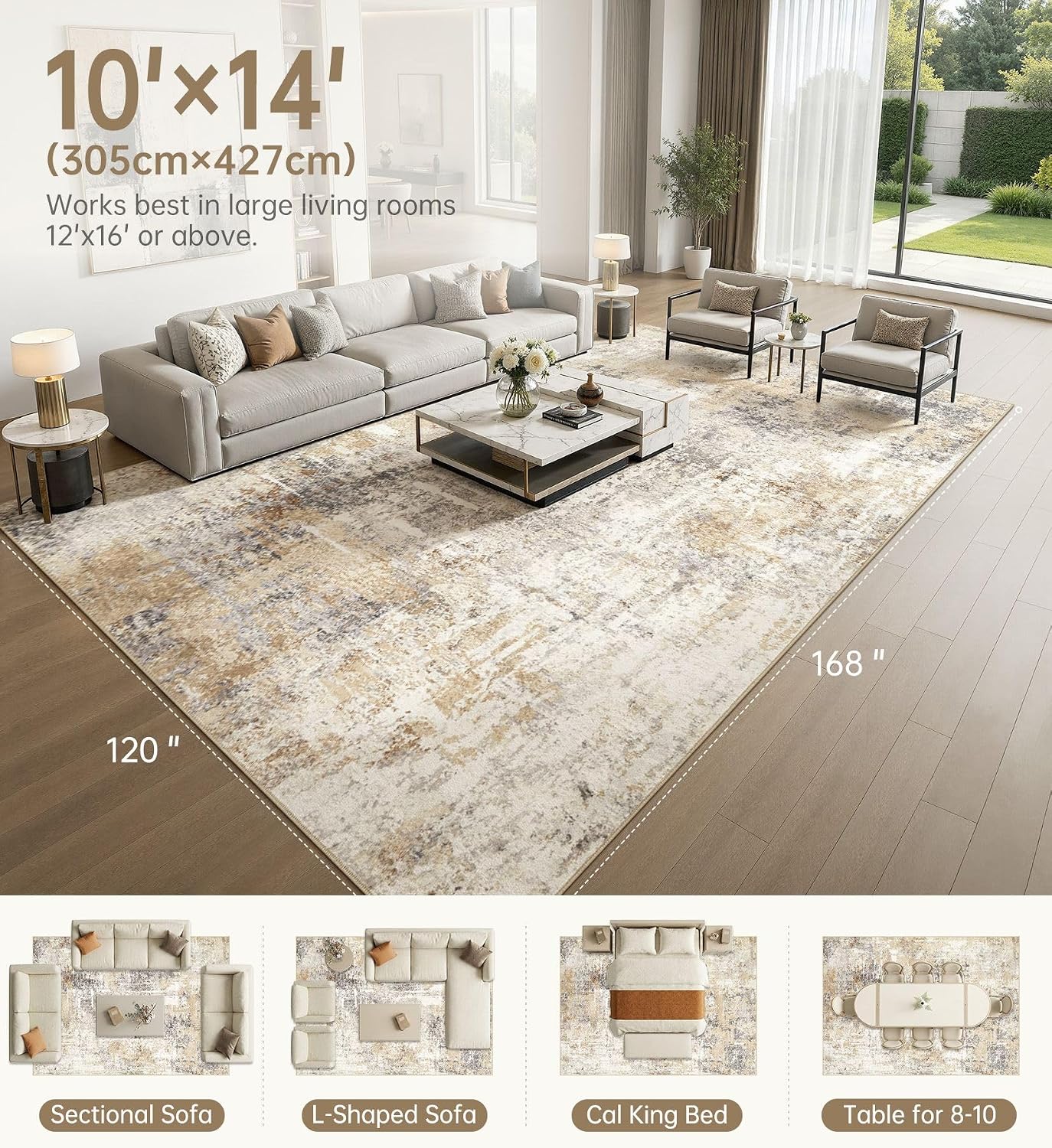 Thumbnail 1 de LOONGRUG 10x14 washable area rug
