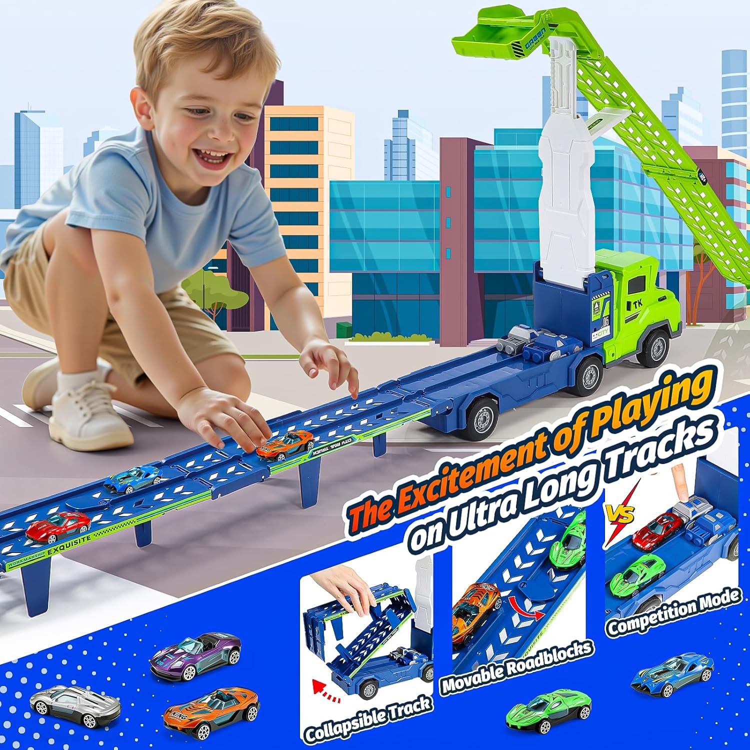 Thumbnail 5 de EUTOYZ 46-inch race track toy cars for ages 3–6