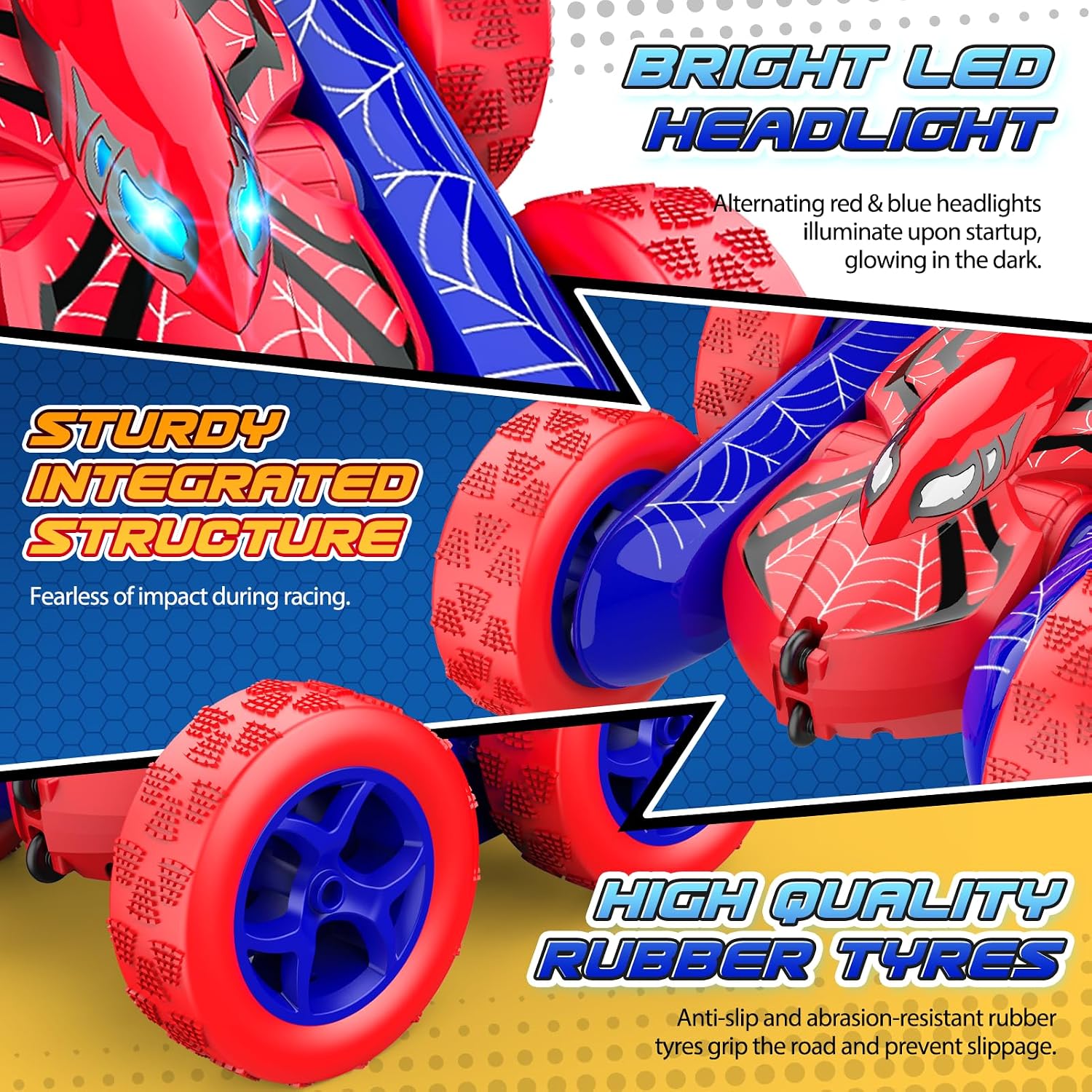 Detalle de Excitobo LY-005 RC Stunt Car, 4WD Rechargeable 360° Flip, Red