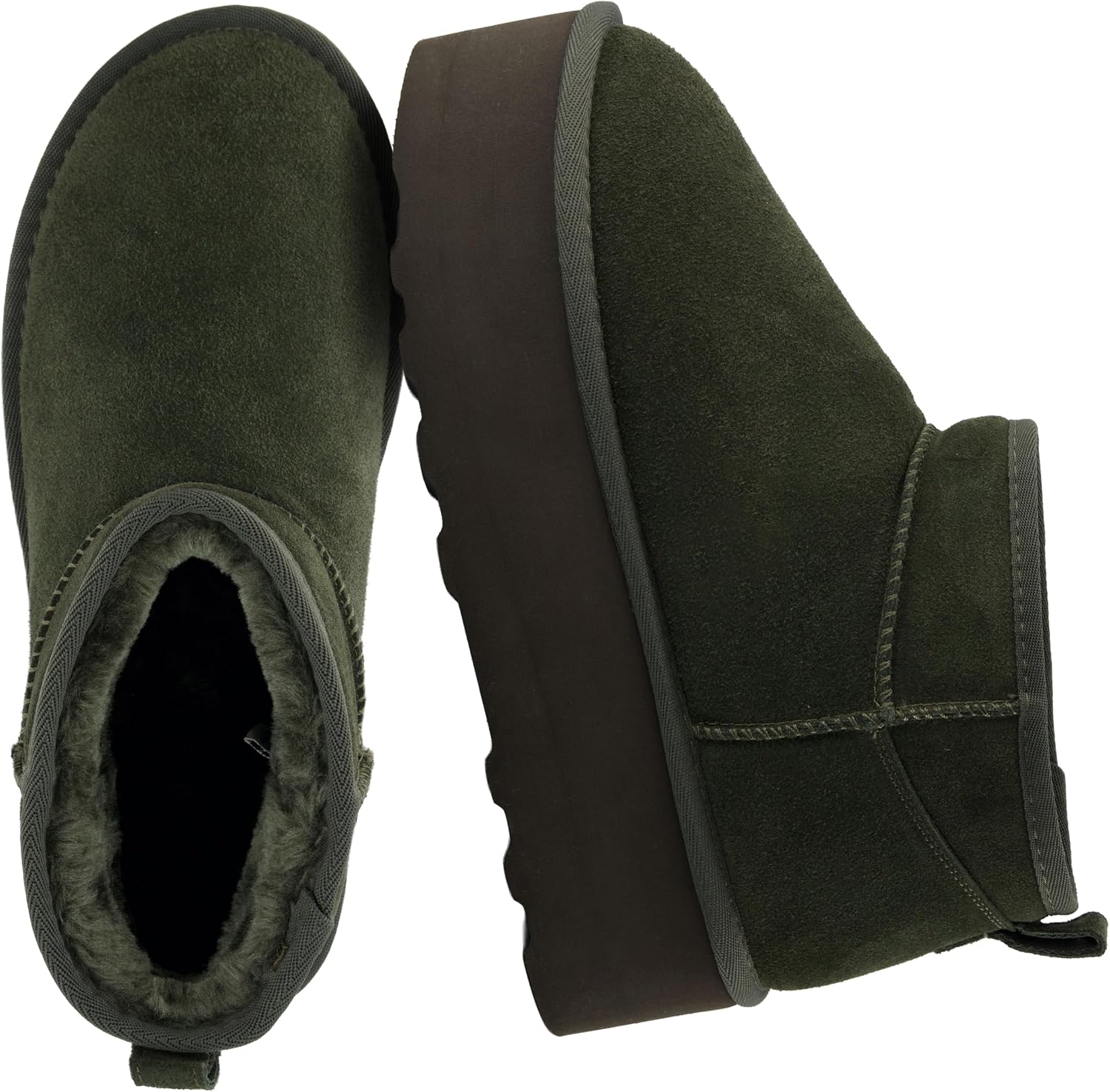 Detalle de CUSHIONAIRE Women's Platform Ankle Boots in Genuine Suede