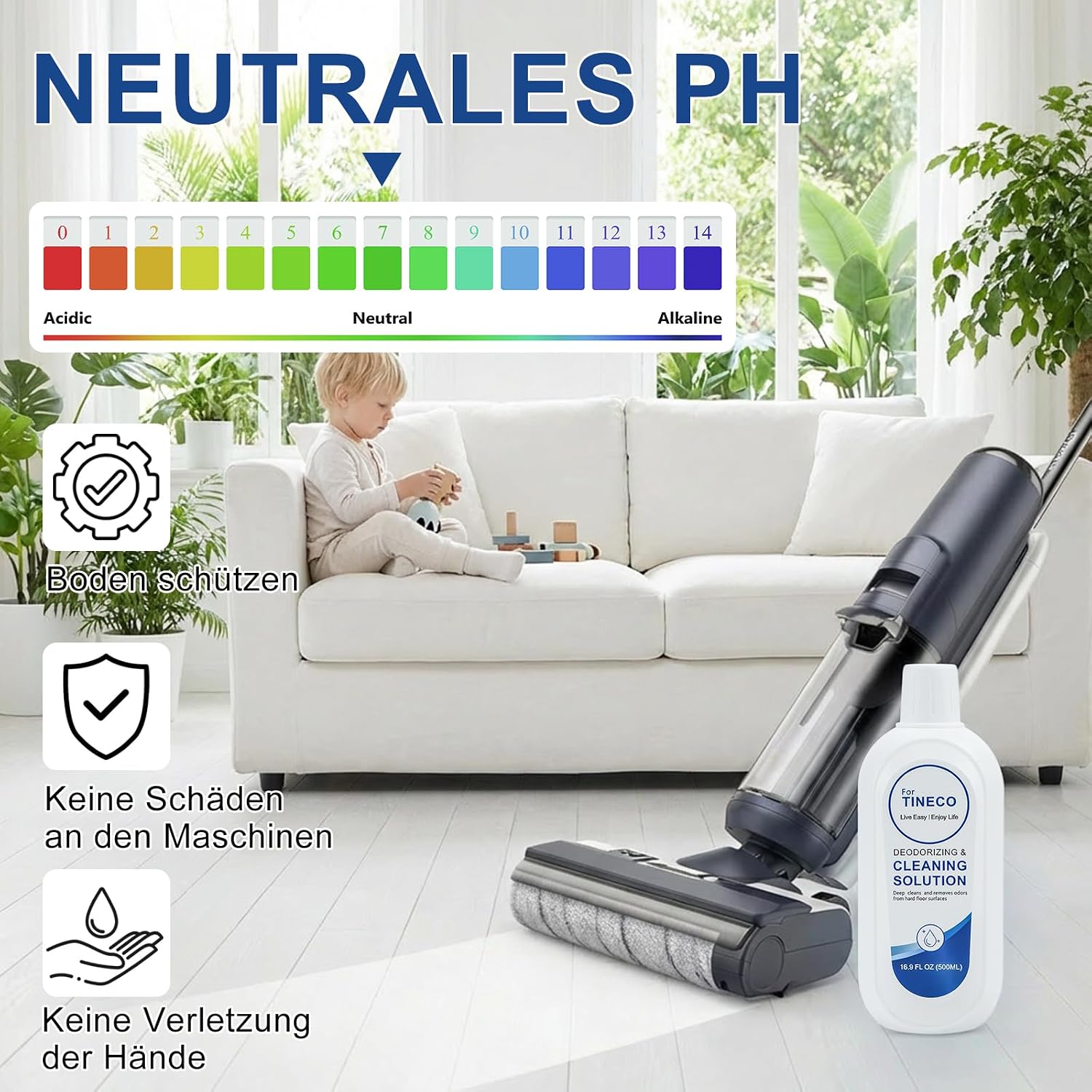 Detalle de 3er-Pack Reinigungsmittel für Tineco iFloor & Floor One S-Serie – Hochkonzentriert 1:200, 3x500 ml