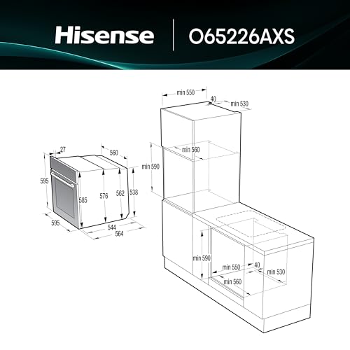Thumbnail 2 de Hisense O65226AXS Forno Elettrico da Incasso Multifunzione con Vapore, Cavità 77 L, 11 Funzioni, Pizza 300°C