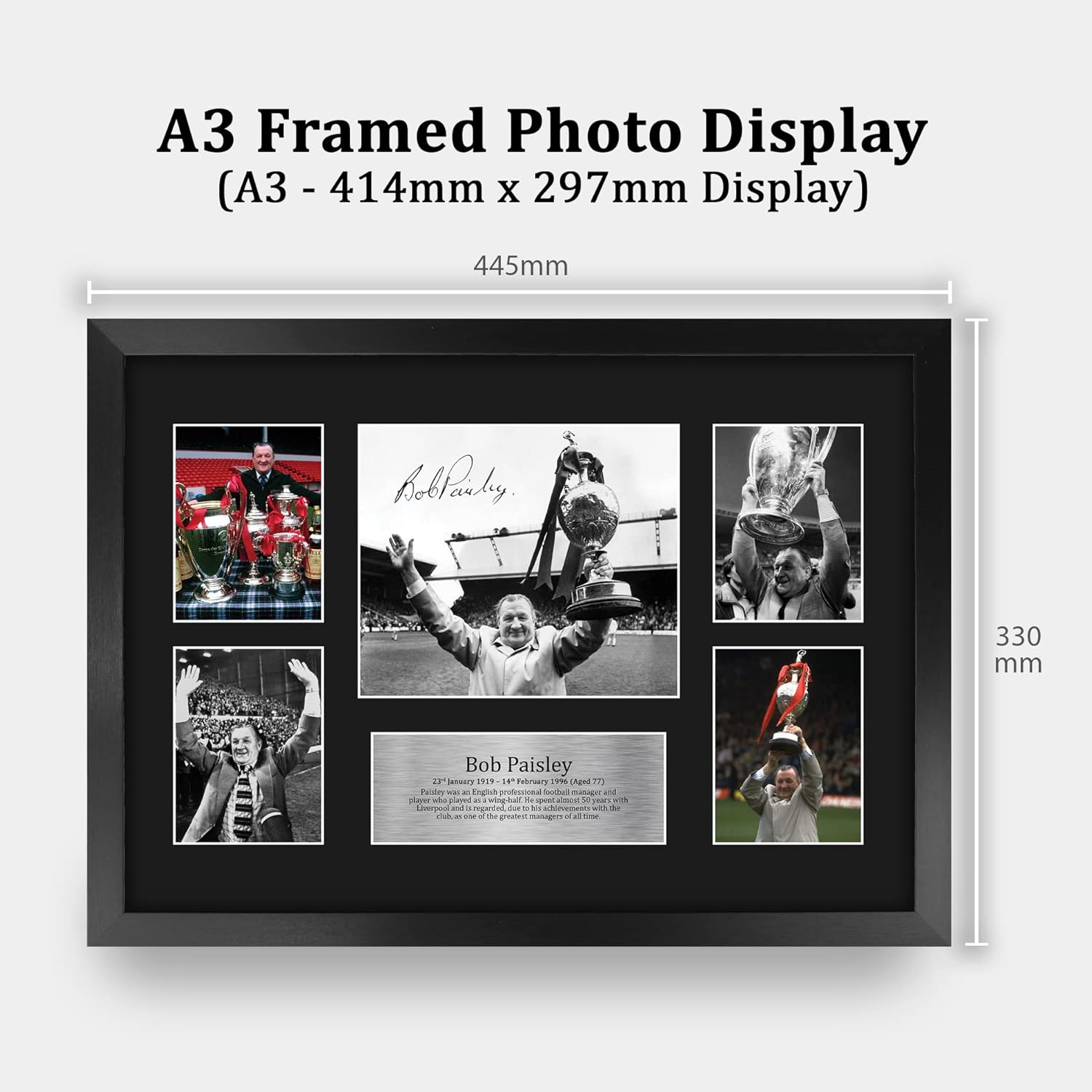Thumbnail 1 de HWC Trading FR A3 Bob Paisley framed signed autograph picture (330x445mm) for Liverpool fans