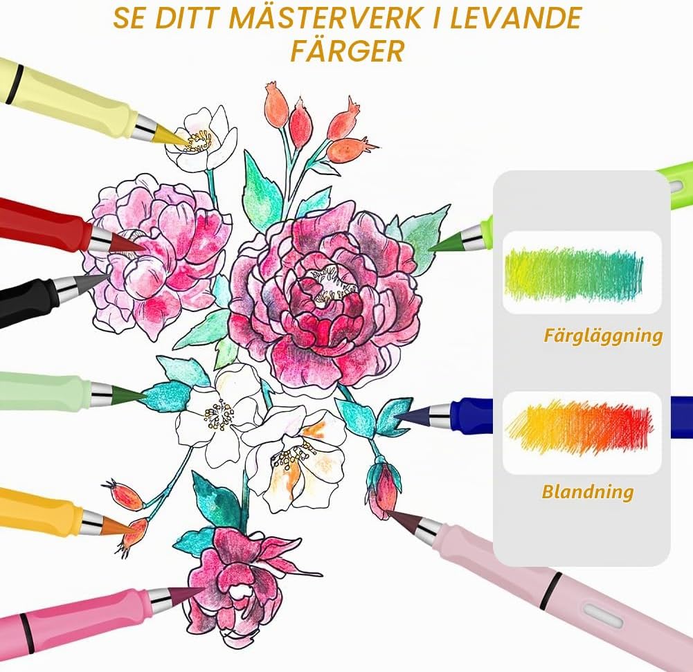 Thumbnail 5 de AUAUY bläckfria pennor, 12 pennor med utbytbara grafitspetsar