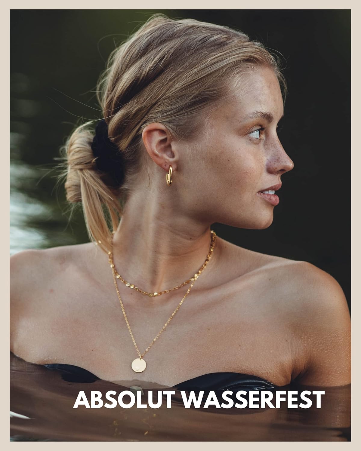 Detalle de GD GOOD.designs zweireihige Coin-Kette für Damen aus Edelstahl – wasserfest, verstellbar