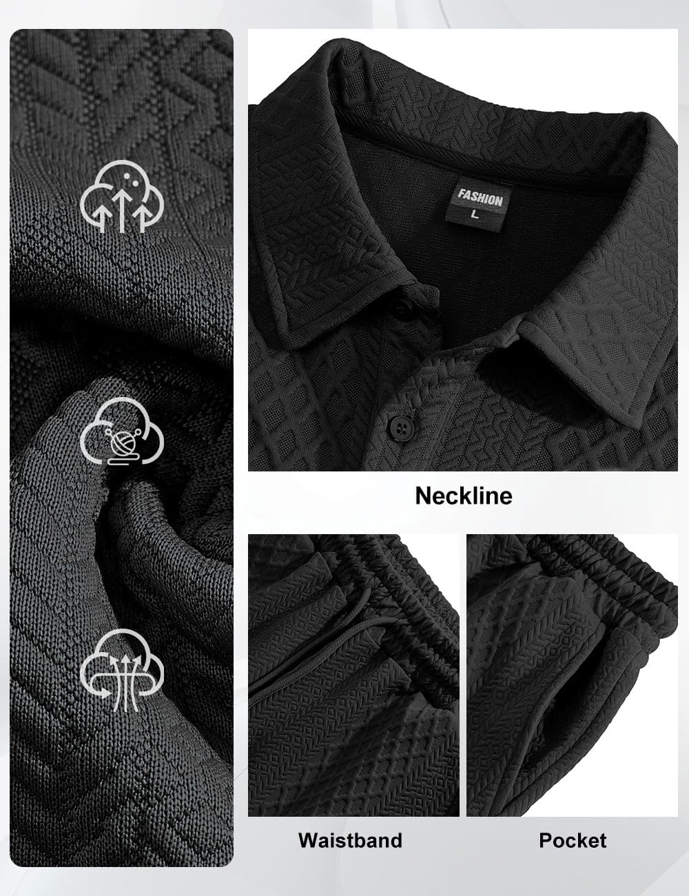 Thumbnail 5 de LINENNMAIN Men's 2-Piece Polo Shirt and Shorts Set: Casual Summer Tracksuit