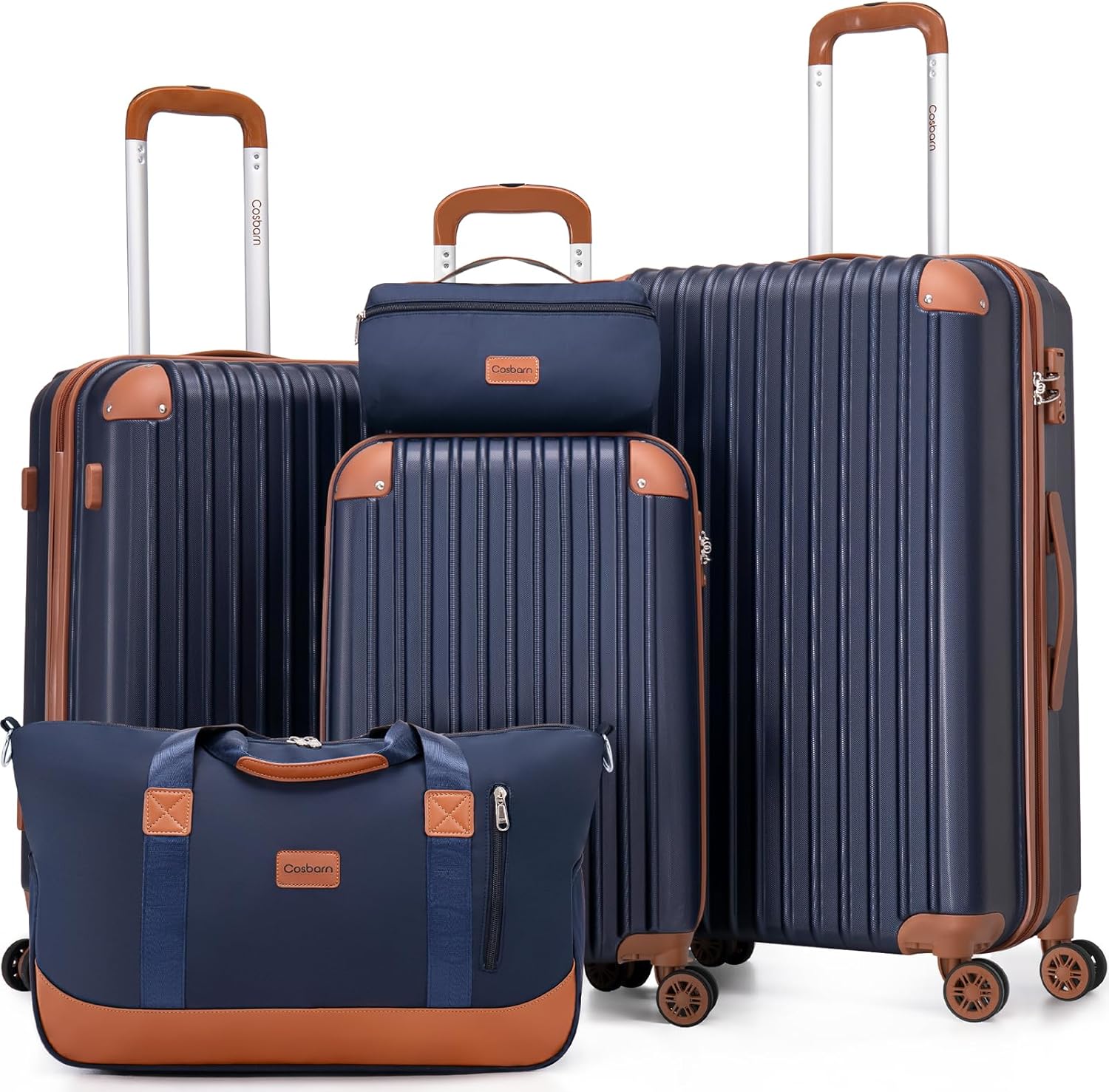 Detalle de Cosbarn 5-Piece Luggage Set with Wheels: ABS Hard Shell, TSA Lock, and 8 Smooth-spinner Wheels