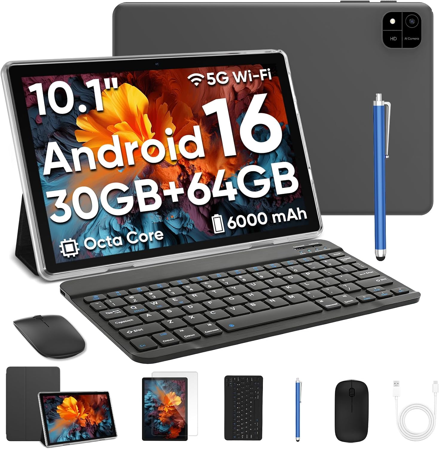 Detalle de TUOHAITIME Android 16 Tablet review: 10.1-inch, 30GB RAM with Keyboard & Mouse