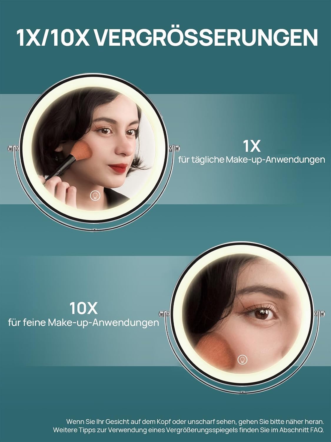 Detalle 2 de OMIRO 1X/10X Vergrößerungs Make-up Spiegel