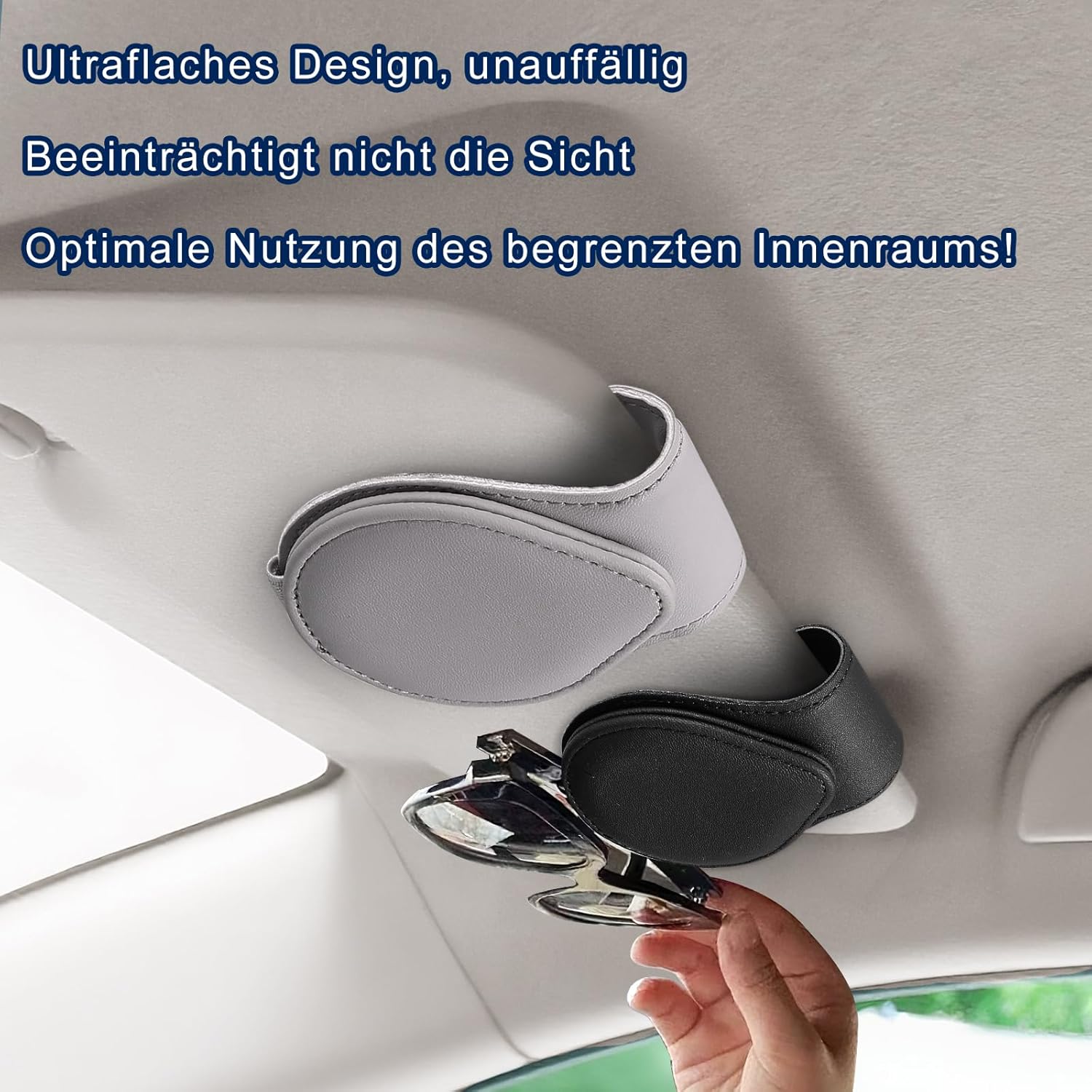 Thumbnail 5 de LIHAO Brillenhalter für Auto an der Sonnenblende (Grau) mit Magnet- sowie Ablagefunktion