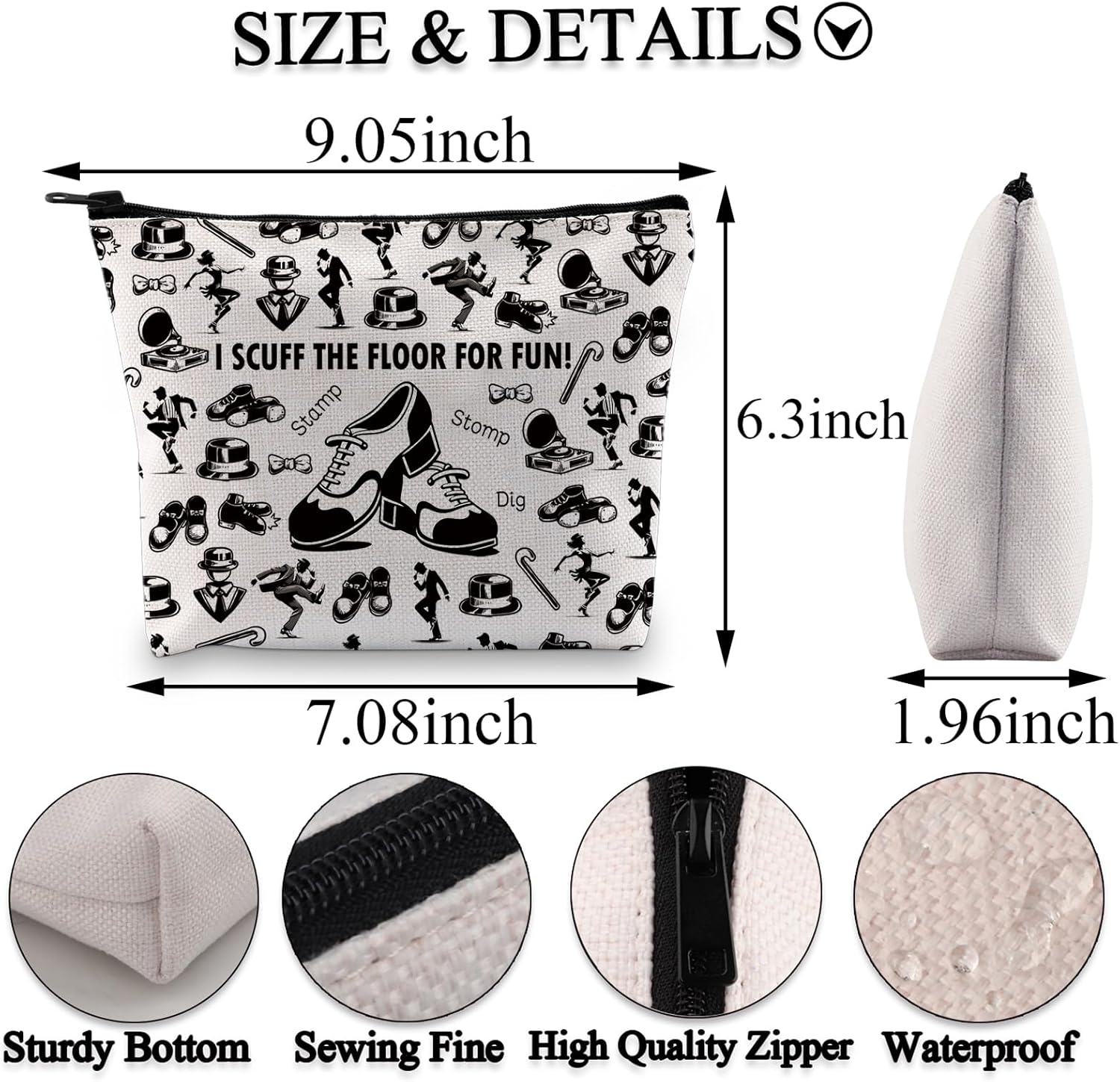 Thumbnail 1 de PLITI Tap Dancer Gift Makeup Bag – Dance Lover Gift Bag for Teachers and Moms