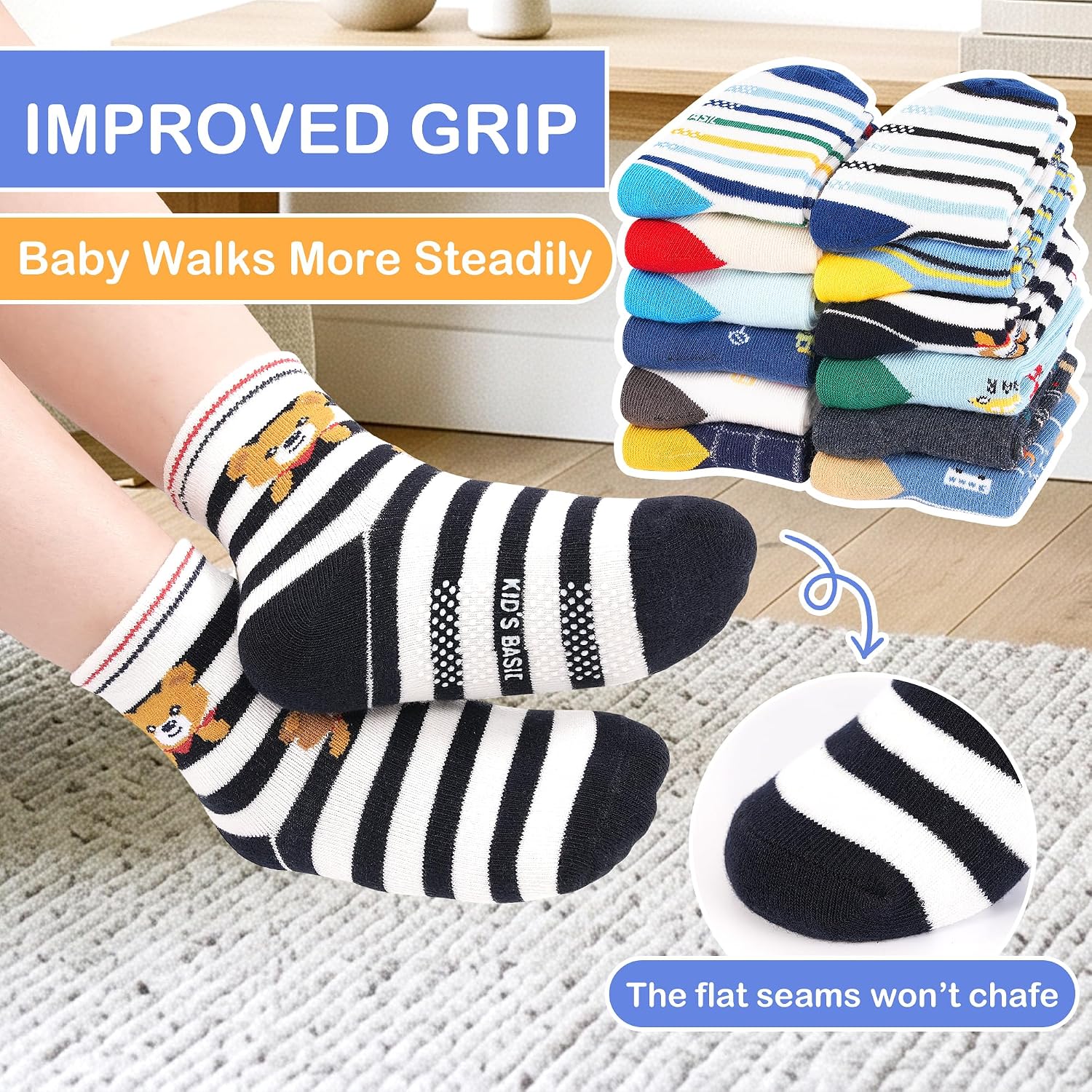 Thumbnail 5 de HYCLES Baby Grip Socks: 12-Pair Non-Slip Pack for 0–7 Years