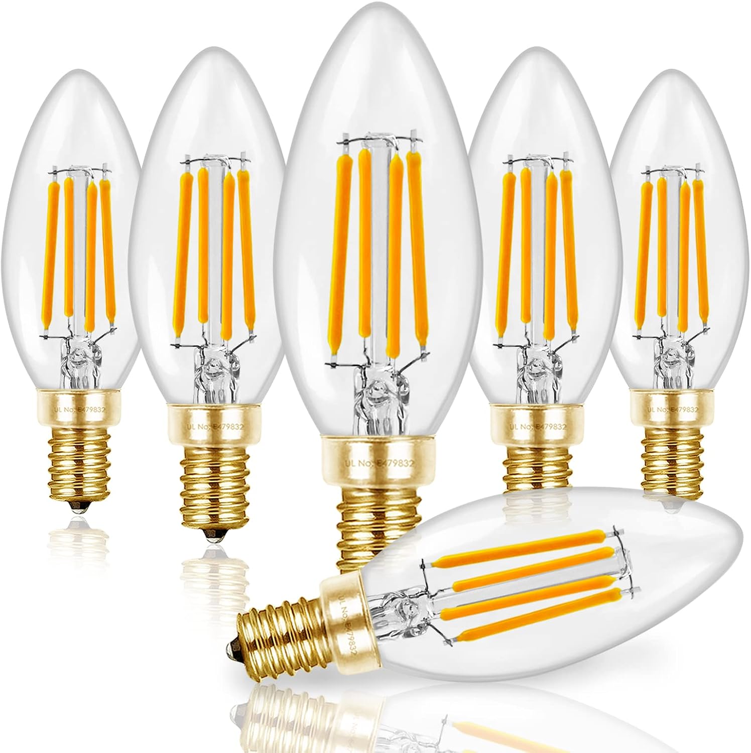 Detalle de HIZASHI LY-C35-6W-W-90-C E12 LED Candle Bulbs, Dimmable, 2700K, 6-Pack