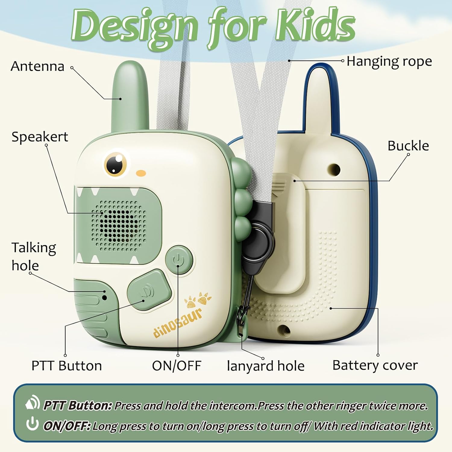 Detalle de DQMOON Walkie Talkie for Kids 5 ft durability