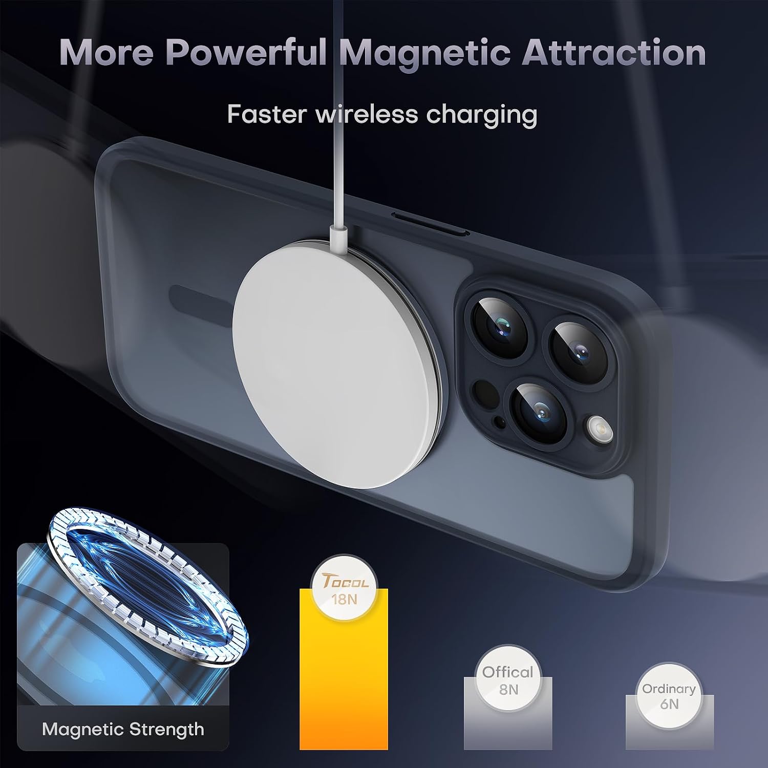 Thumbnail 3 de TOCOL Cover magnetica iPhone 14 Pro 6,1" con MagSafe e protezione fotocamera