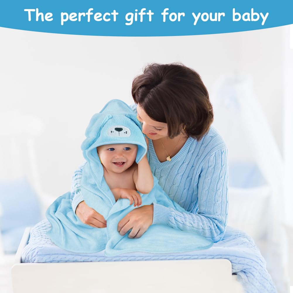Detalle de Aolso Kapuzenhandtuch Baby – kuschelweiches Korallen-Fleece-Badetuch, 80 × 80 cm, 0–3 Jahre