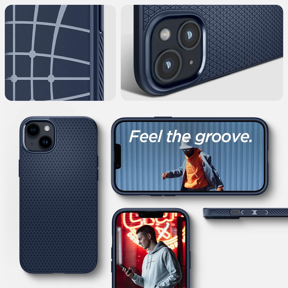 Thumbnail 6 de Spigen Liquid Air pour iPhone 14 : coque fine avec surface antidérapante – bleu marine