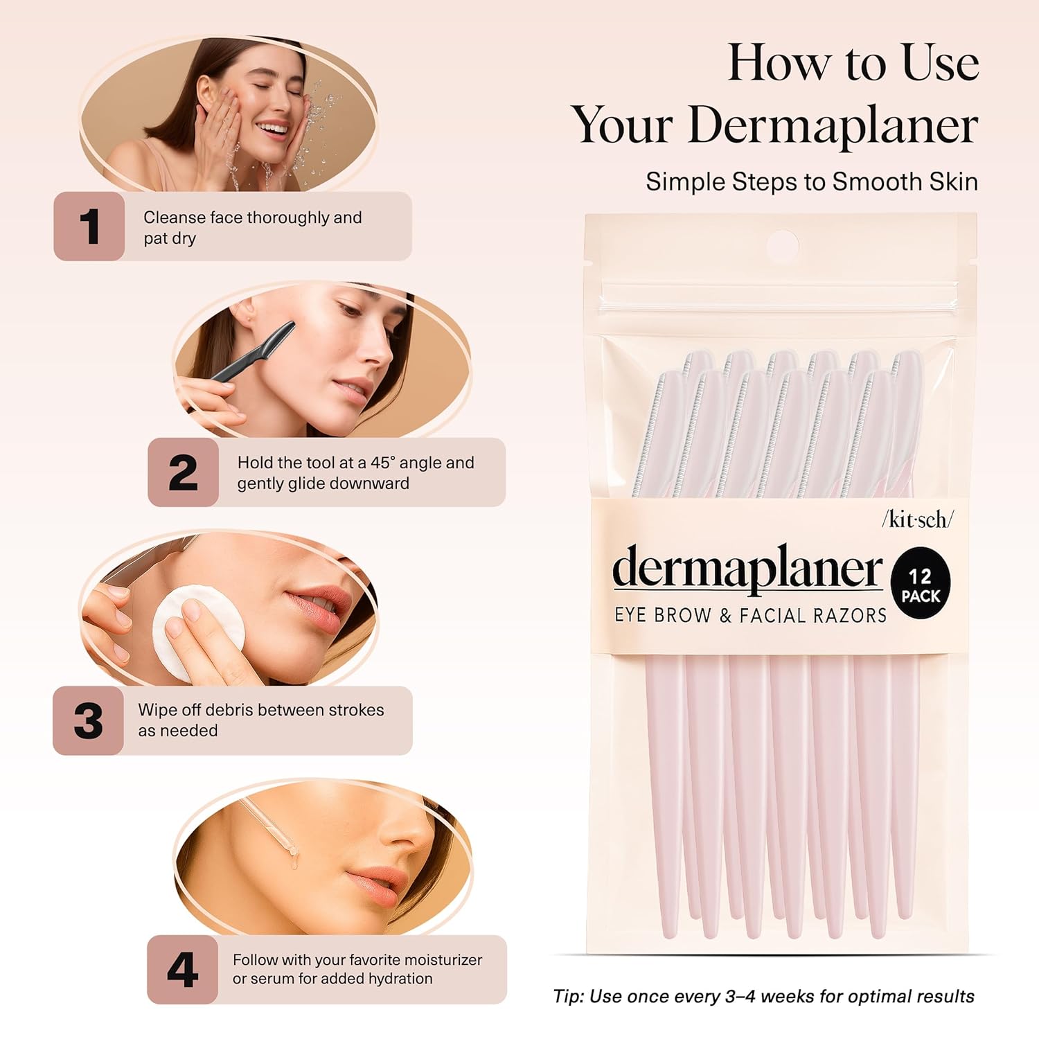 Thumbnail 6 de Kitsch Dermaplaning Tool – 12 Rasiermesser für das Gesicht (Dermaplaning, Augenbrauen)