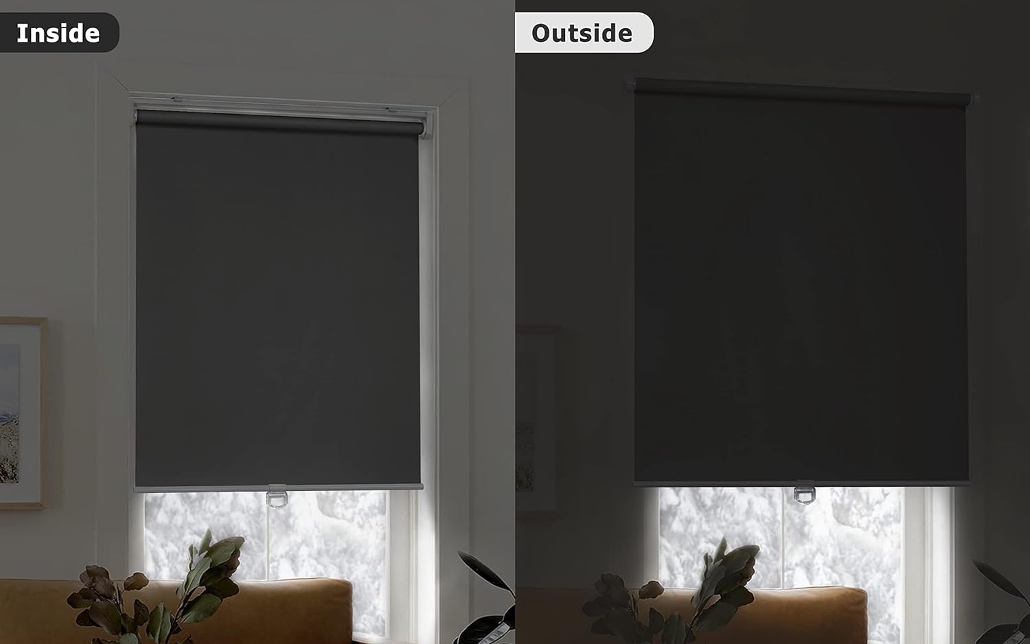 Detalle de LazBlinds No-Drill Cordless Roller Shade, 24 x 72, Gray Blackout Polyester
