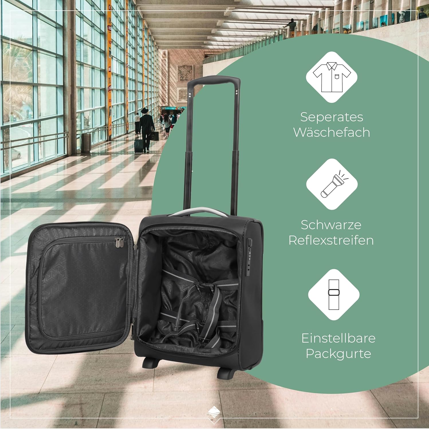 Detalle de Travelite Jetpack Handgepäck Koffer 40x30x20 cm – ultraleicht, 21 Liter, für EasyJet & Vueling