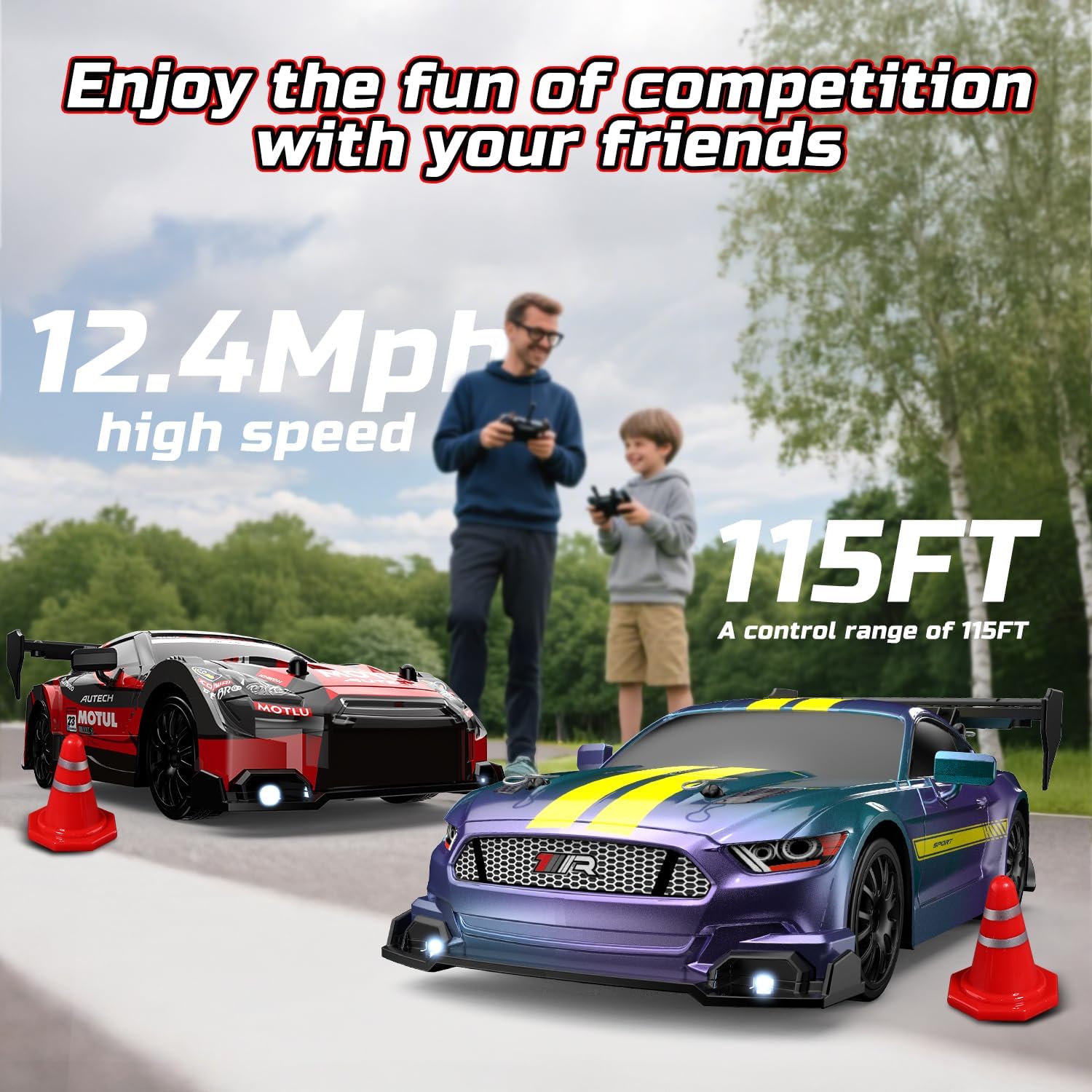 Thumbnail 4 de DEERC RC Drift Car: 4WD with Interchangeable Shells, Lights & Accessories
