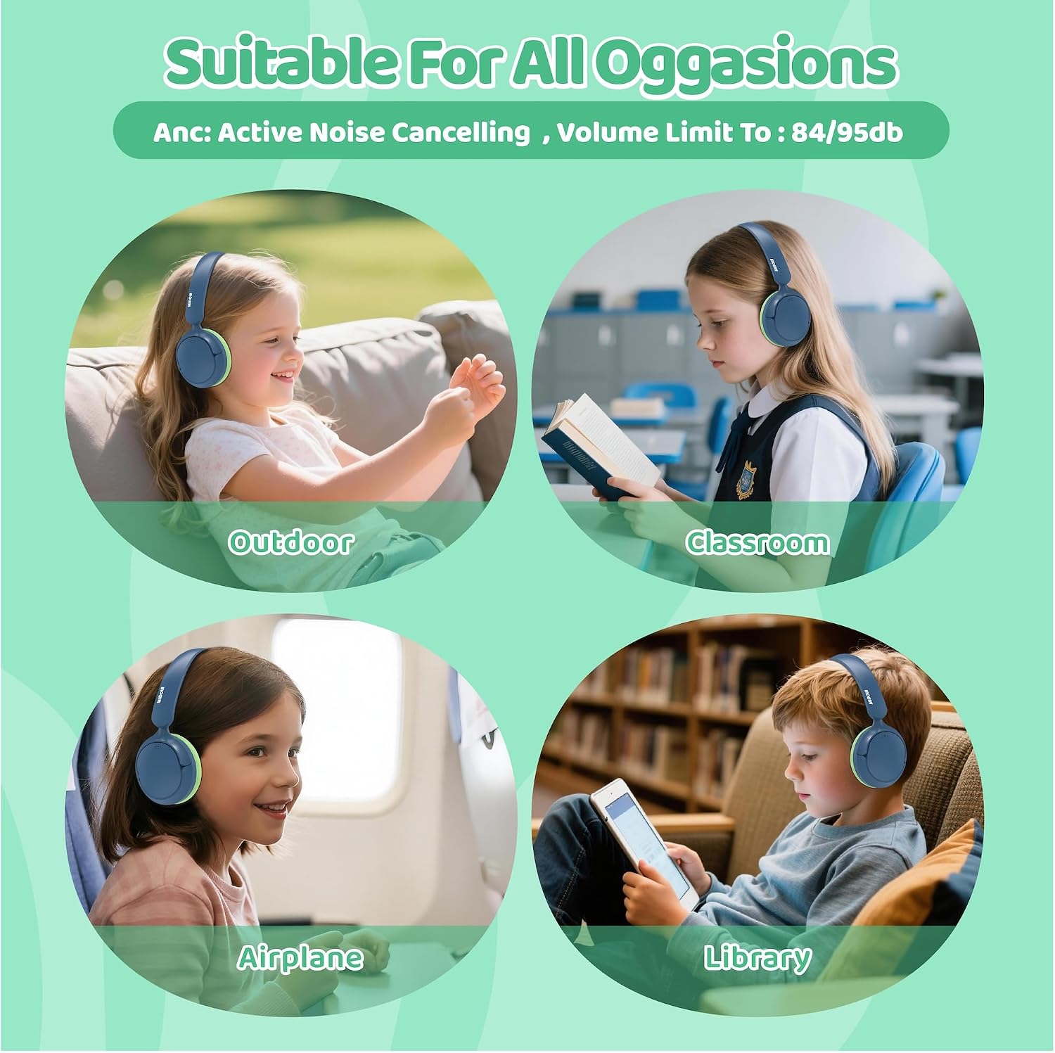 Detalle 2 de MIDOLA Active Noise Cancelling Kids Headphones