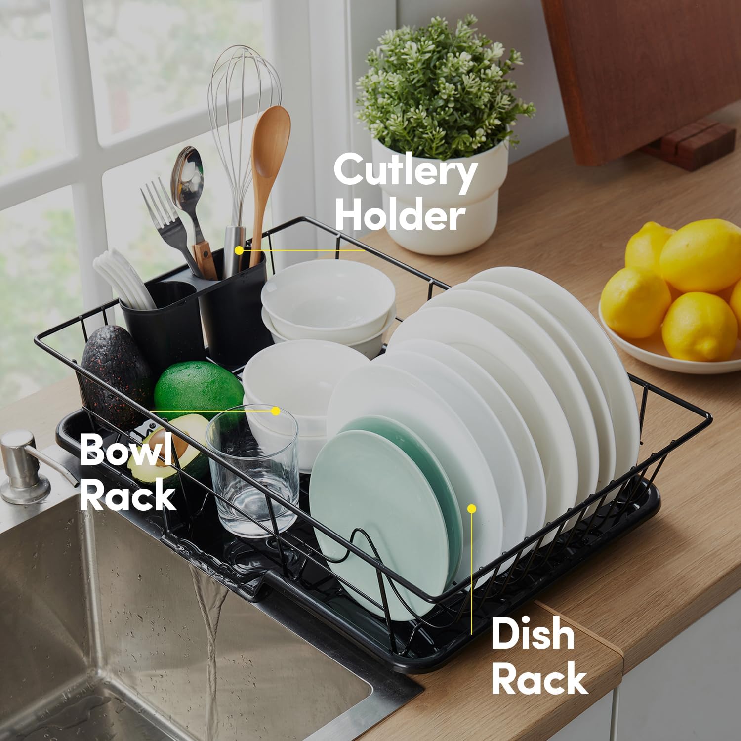 Thumbnail 4 de Space-Saving 3-Piece Dish Drainer Rack Set 🍽