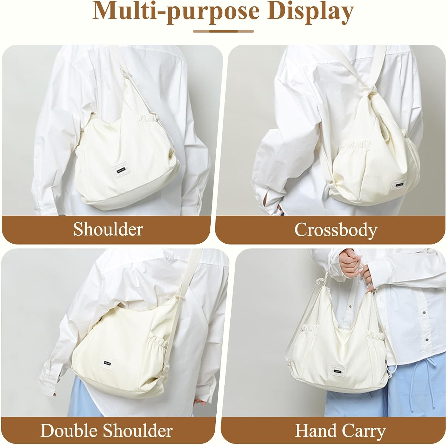 Detalle de Mabecol Borsa Donna Zaino 2 in 1 Beige: tote trasformabile in zaino per università, lavoro e shopping