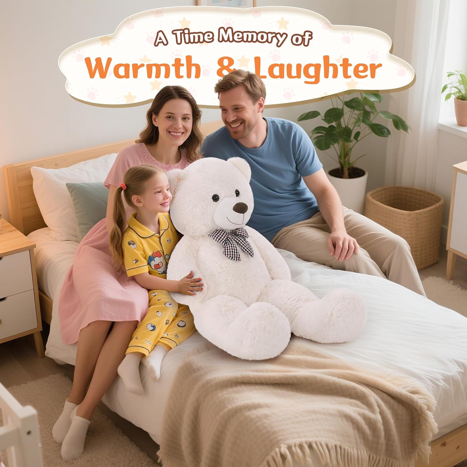 Detalle de MorisMos 39-Inch Large White Teddy Bear: Giant Plush Friend for Every Occasion